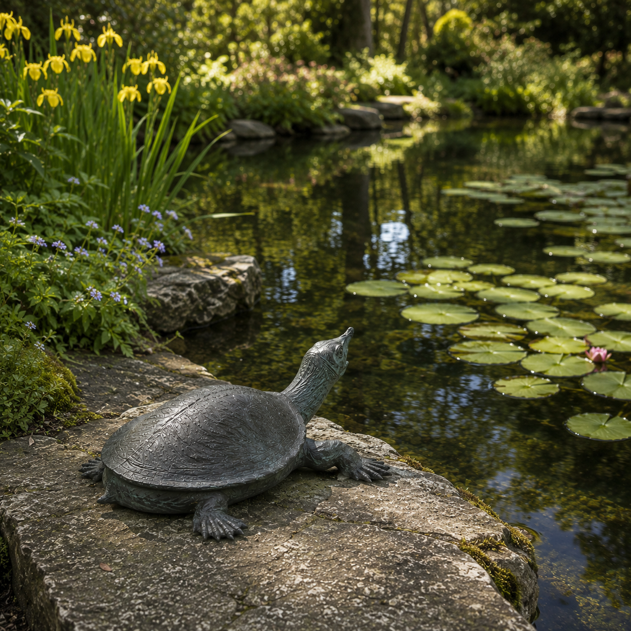 Tabletop Bronze Water Sculpture - Terrapin Fountain - Image 4