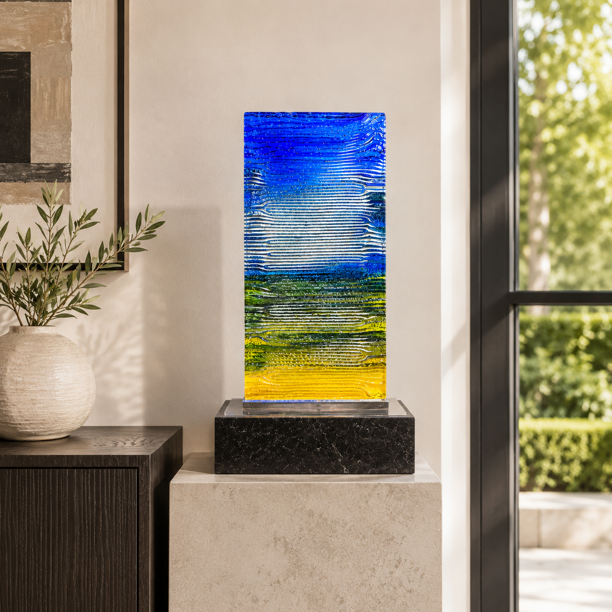 Tabletop Rectangle Glass Sculpture - Coast by Martyn Barratt (Unique) - Image 3