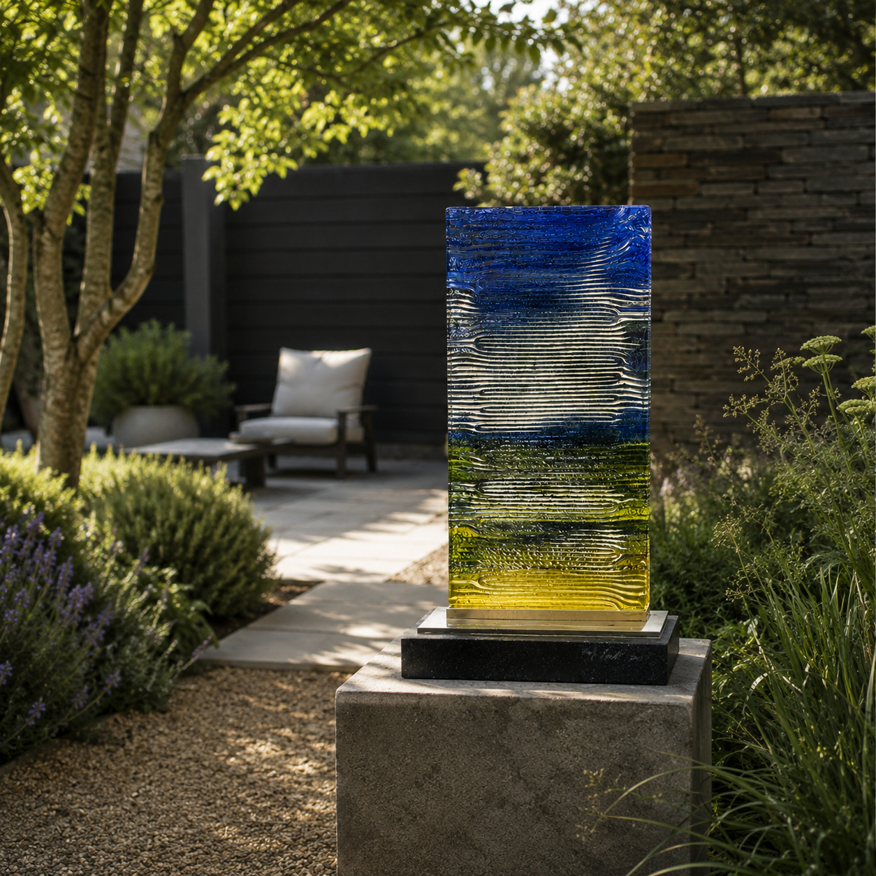 Tabletop Rectangle Glass Sculpture - Coast by Martyn Barratt (Unique) - Image 4