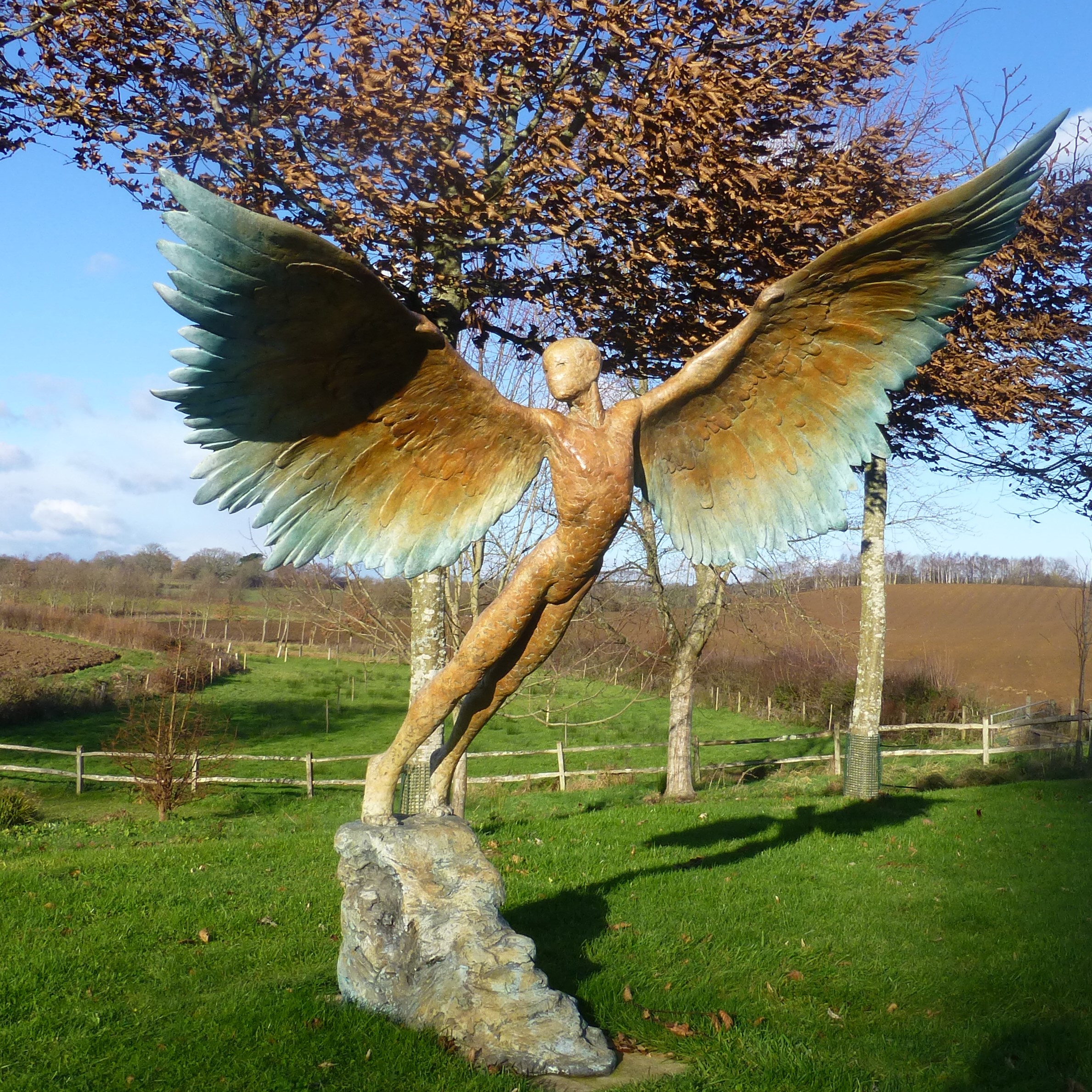 Large Bronze Mythical Figure Sculpture - Icarus II by Nicola