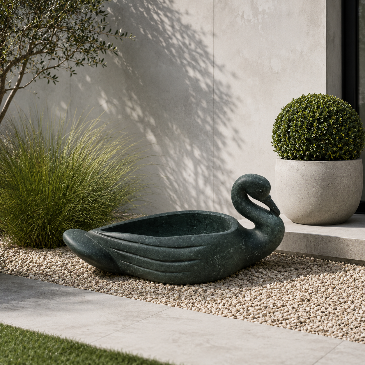 Tabletop Stone Animal Sculpture - Bird Bath by Innocent Nyashenga (Unique) - Image 3