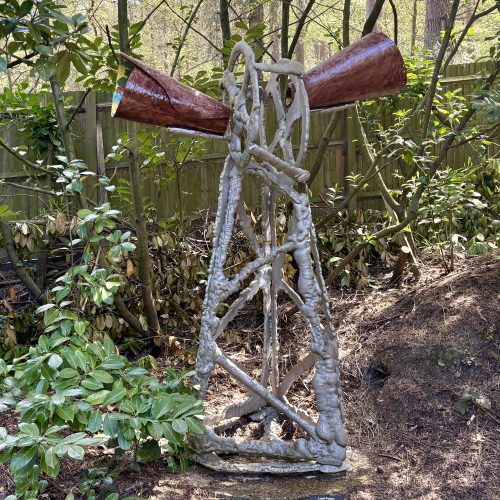 Leaf Pylon by Dallas Collins is a contemporary cast aluminium sculpture inspired by botanical forms, blending nature, science, and modern design.