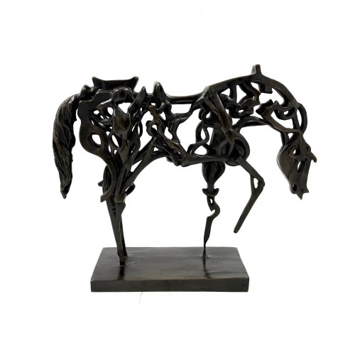 Horse in the style of Dali. Table-top sized bronze sculpture of a surrealist horse.