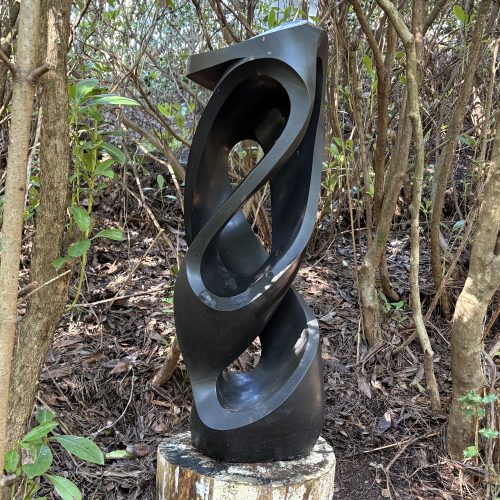 Saving Grace by Munyaradzi Jeche is a large abstract springstone Shona Zimbabwean garden sculpture suitable for outdoor display