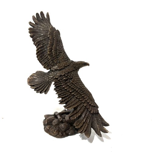 Eagle by Steve Langford. Small bronze bird sculpture of a Eagle. Langford brings this much-loved bird of prey to life in miniature form.