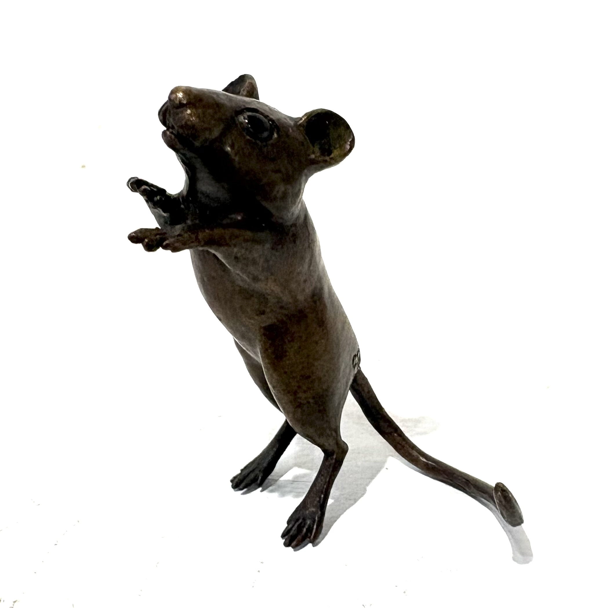 Dormouse by Steve Boss. Small bronze mouse sculpture