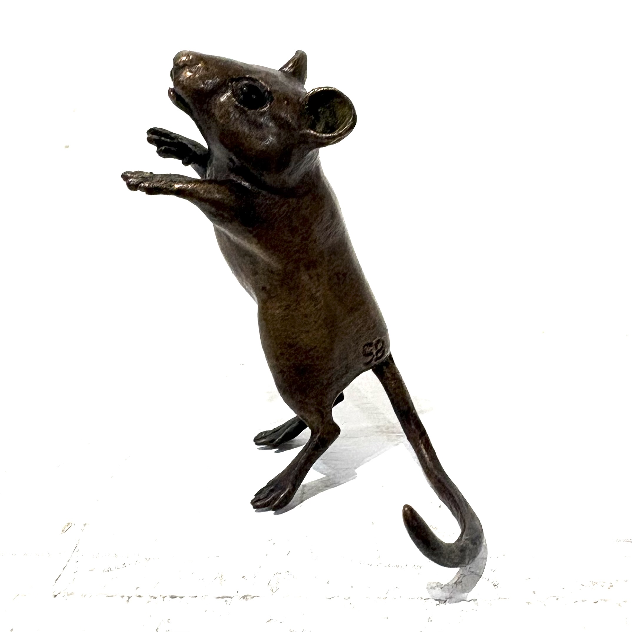 Dormouse by Steve Boss. Small bronze mouse sculpture