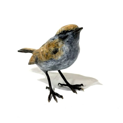 Small Sparrow by Steve Boss. Small bronze sculpture capturing the quiet beauty and gentle character of one of Britain's most familiar garden birds