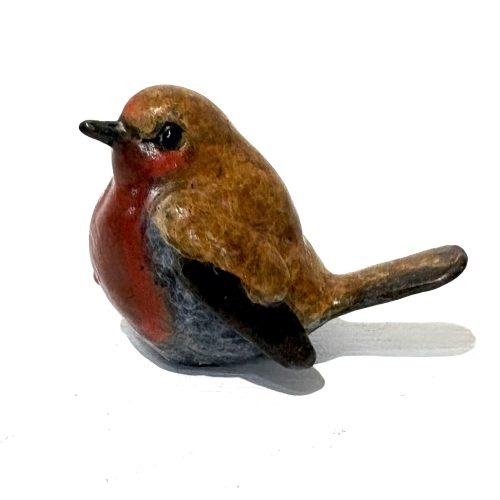 Robin (tiny) by Steve Langford. Small bronze bird sculpture of a robin that captures the warmth and charm of this iconic songbird