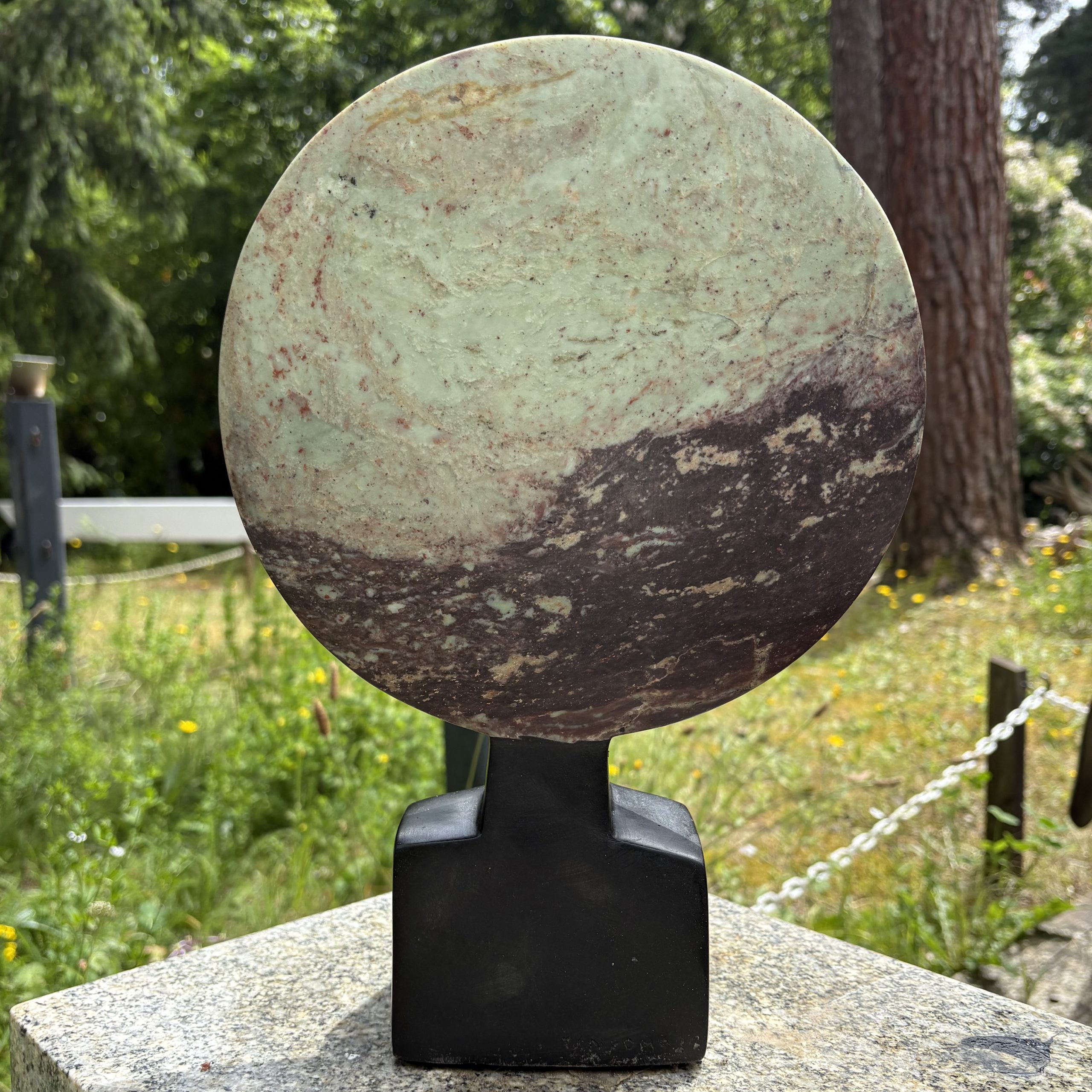 Visionary by Taylor Nkom. A unique, Cobalt, Opal and Springstone Shona sculpture of an abstract style face. The different stones add definition and colour.