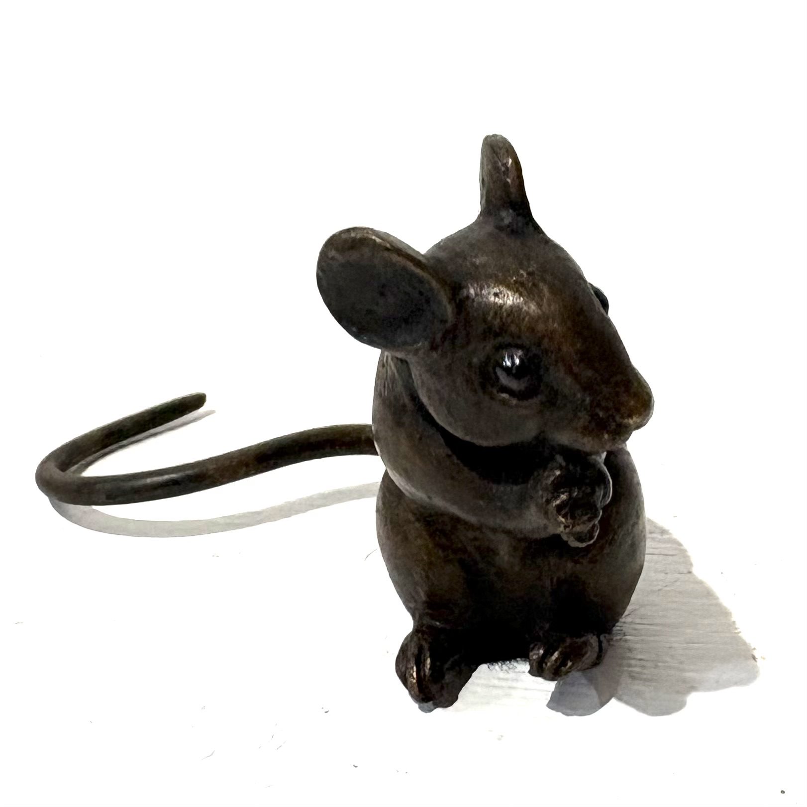 Mouse by Steve Langford is a small solid bronze rodent sculpture perfect for a shelf, mantlepiece or desk