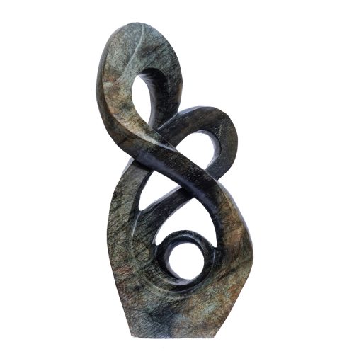 Evolving by Addington Nyamasoka, a Shona Avocado stone sculpture of an abstract twisting and culring shape.