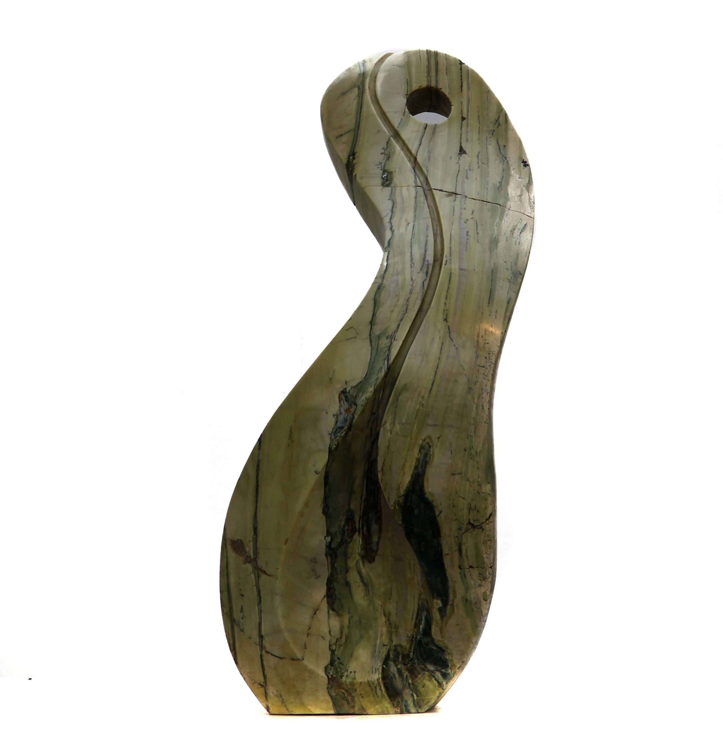An abstract Shona sculpture made of Butter Jade.