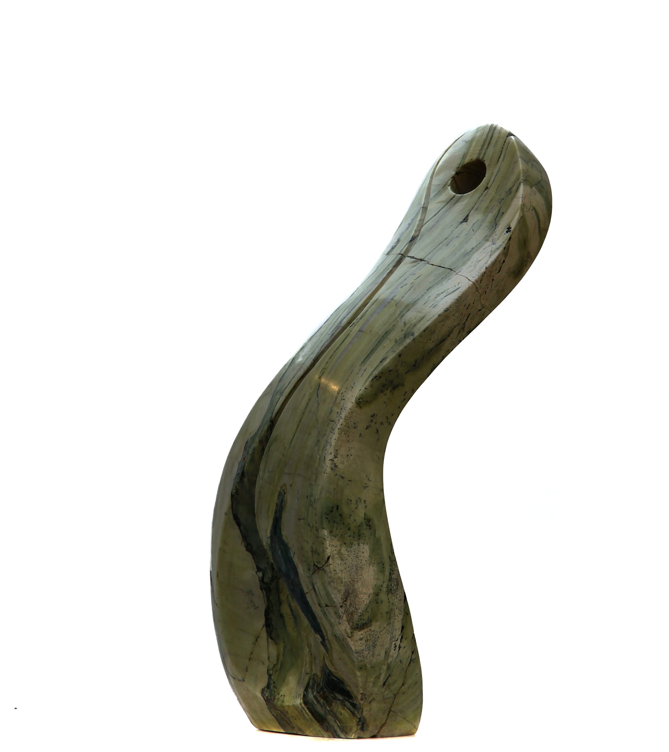 An abstract Shona sculpture made of Butter Jade.