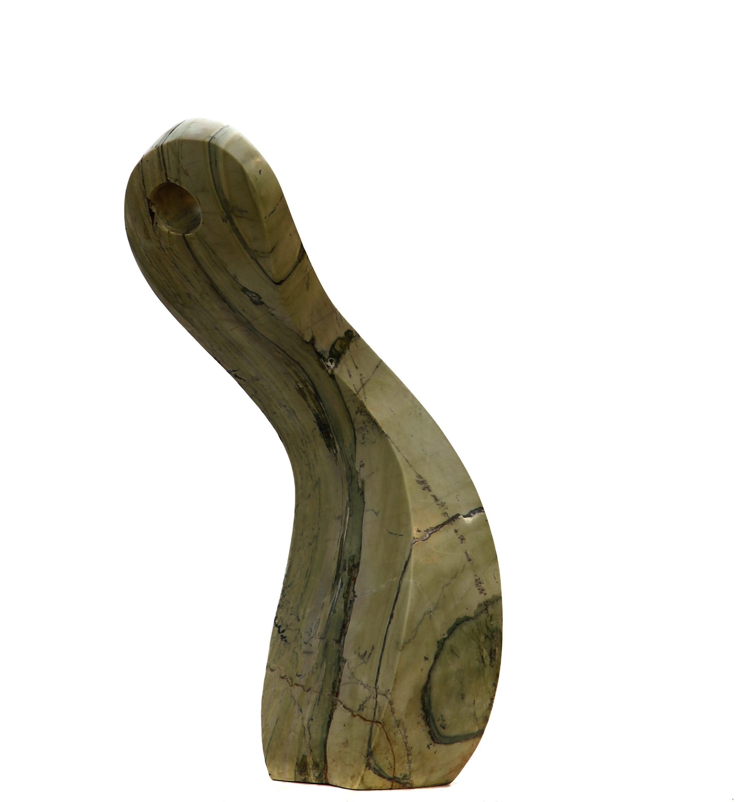 An abstract Shona sculpture made of Butter Jade.