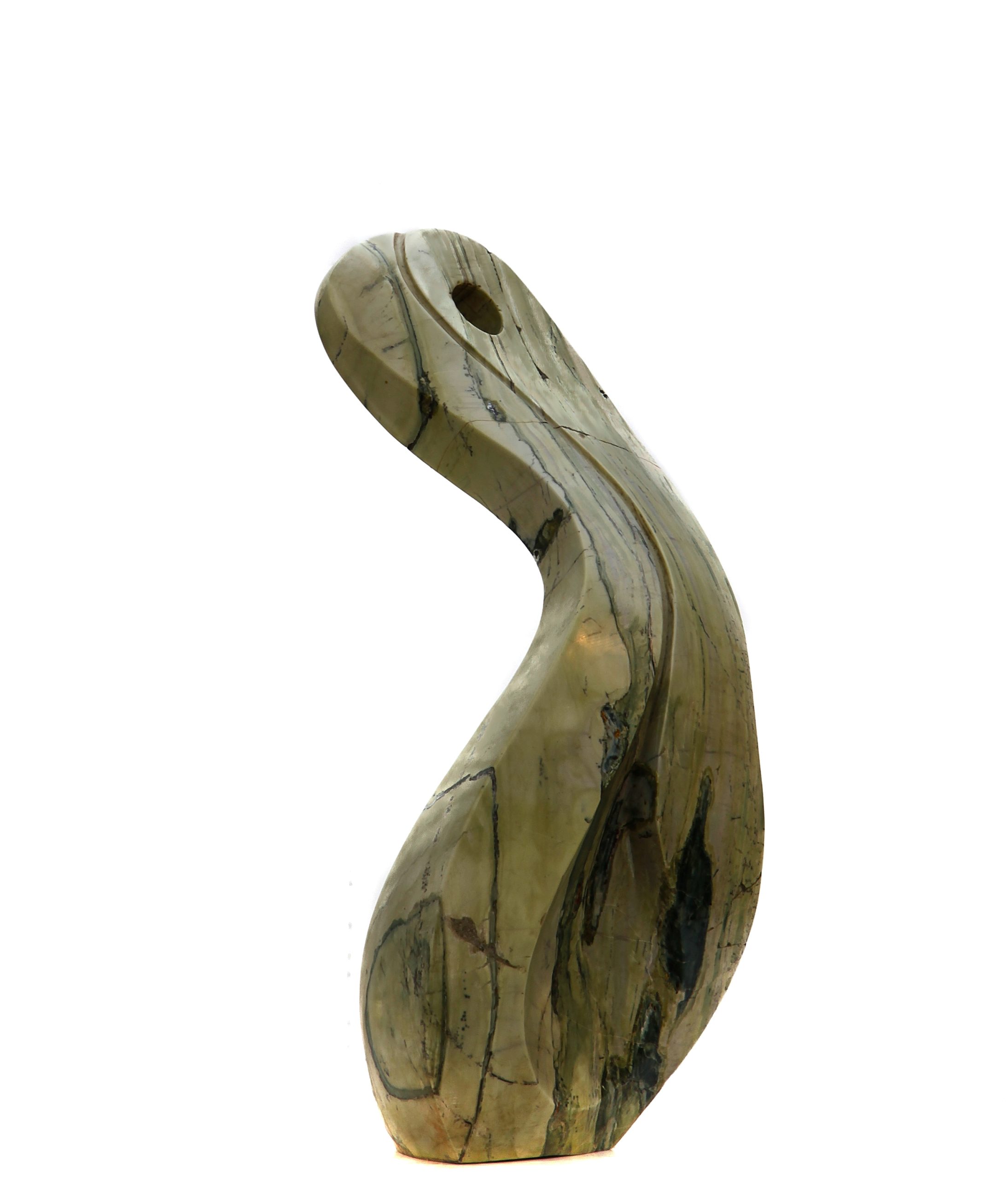 An abstract Shona sculpture made of Butter Jade.