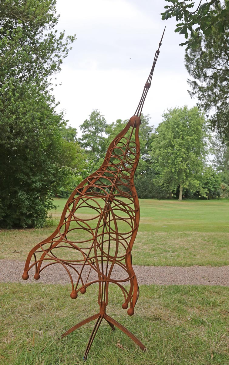 Unique steel sculpture of a abstract depiction of a species of plankton.