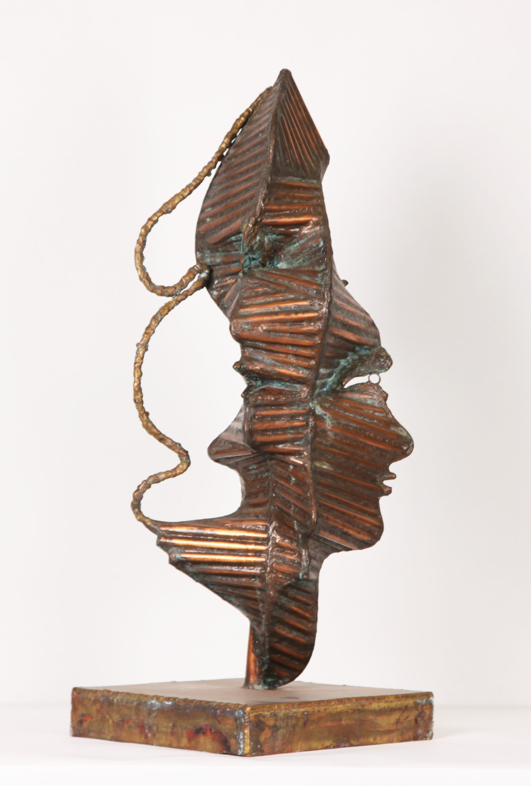 Tabletop Abstract Copper Sculpture - Faces - Image 7