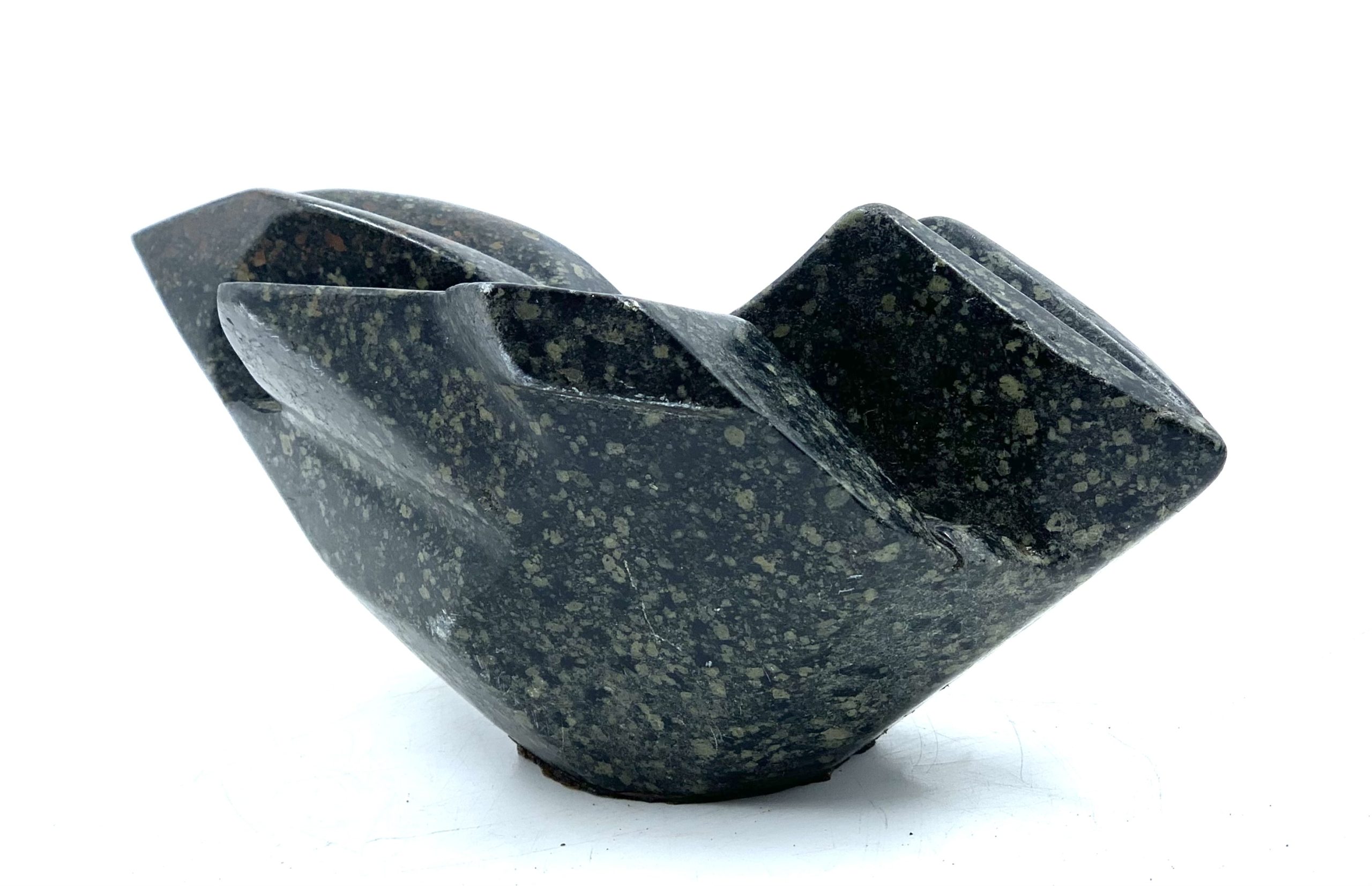 An abstract marble sculpture.