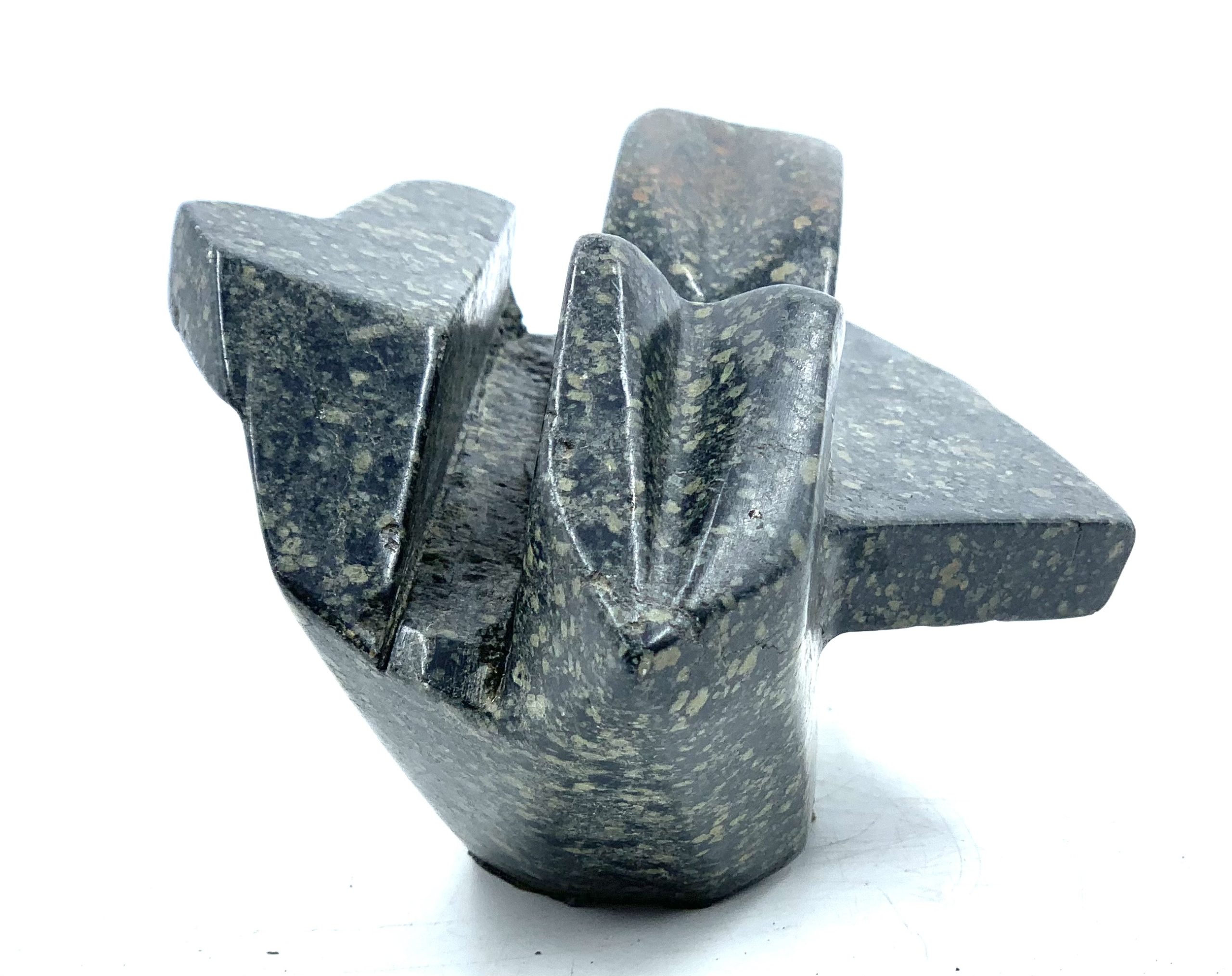 An abstract marble sculpture.