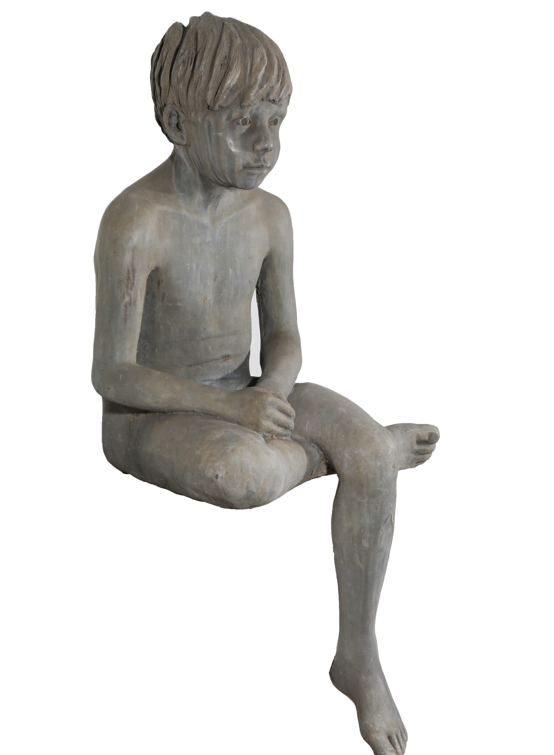 Large Lead Figurative Sculpture - Seated Boy by Brian Alabaster (Edition of 10) - Image 3