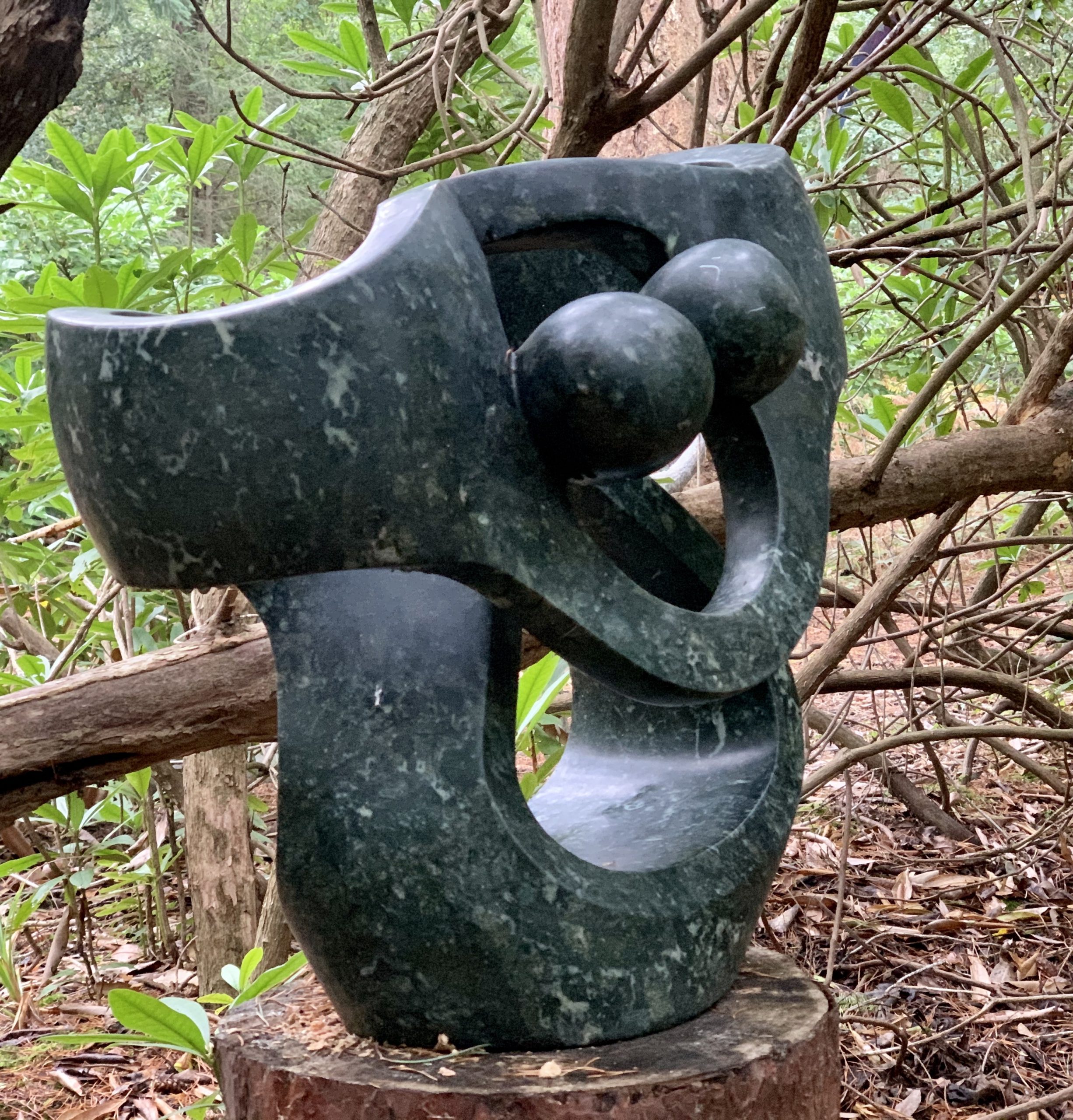 Abstract Zimbabwean Shona Sculpture of a couple Dancing