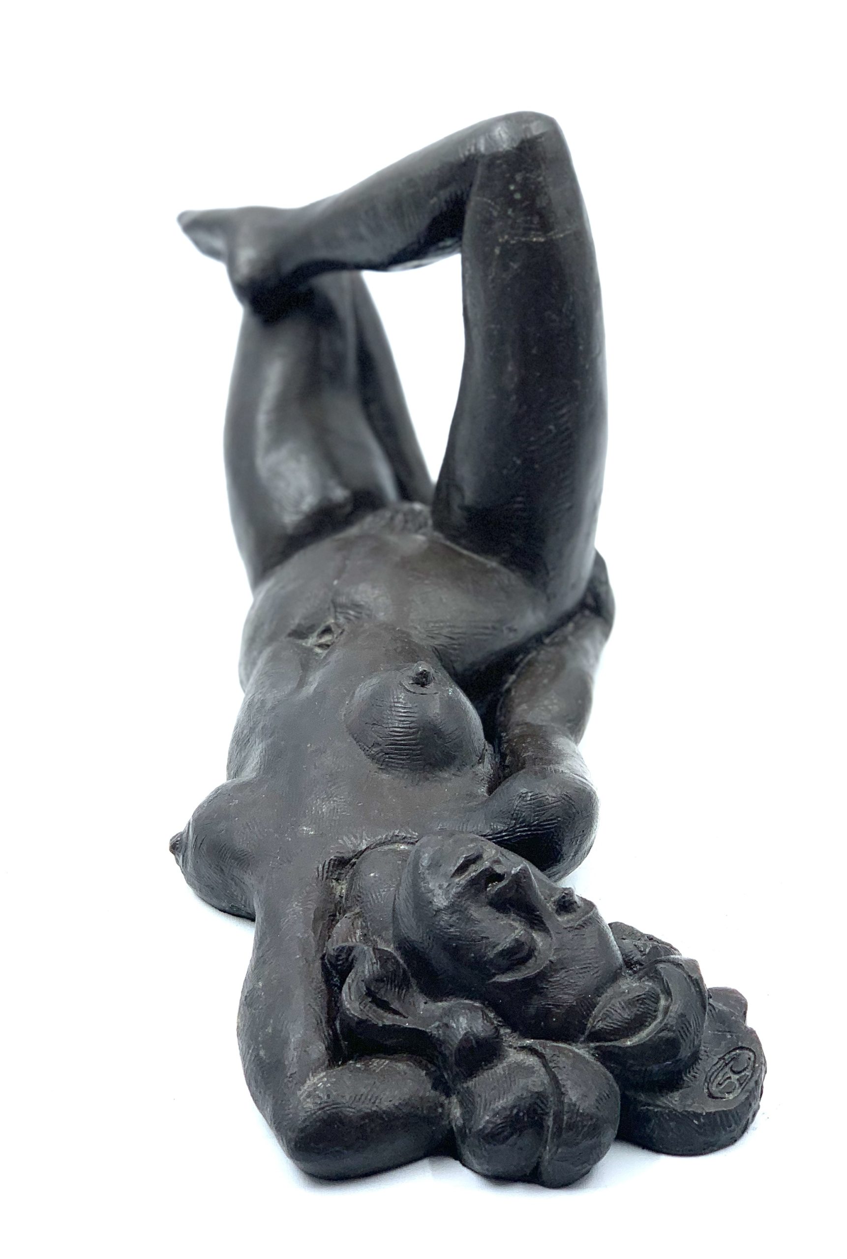 Small Bronze Sculpture of a Nude Lady Lying on her back