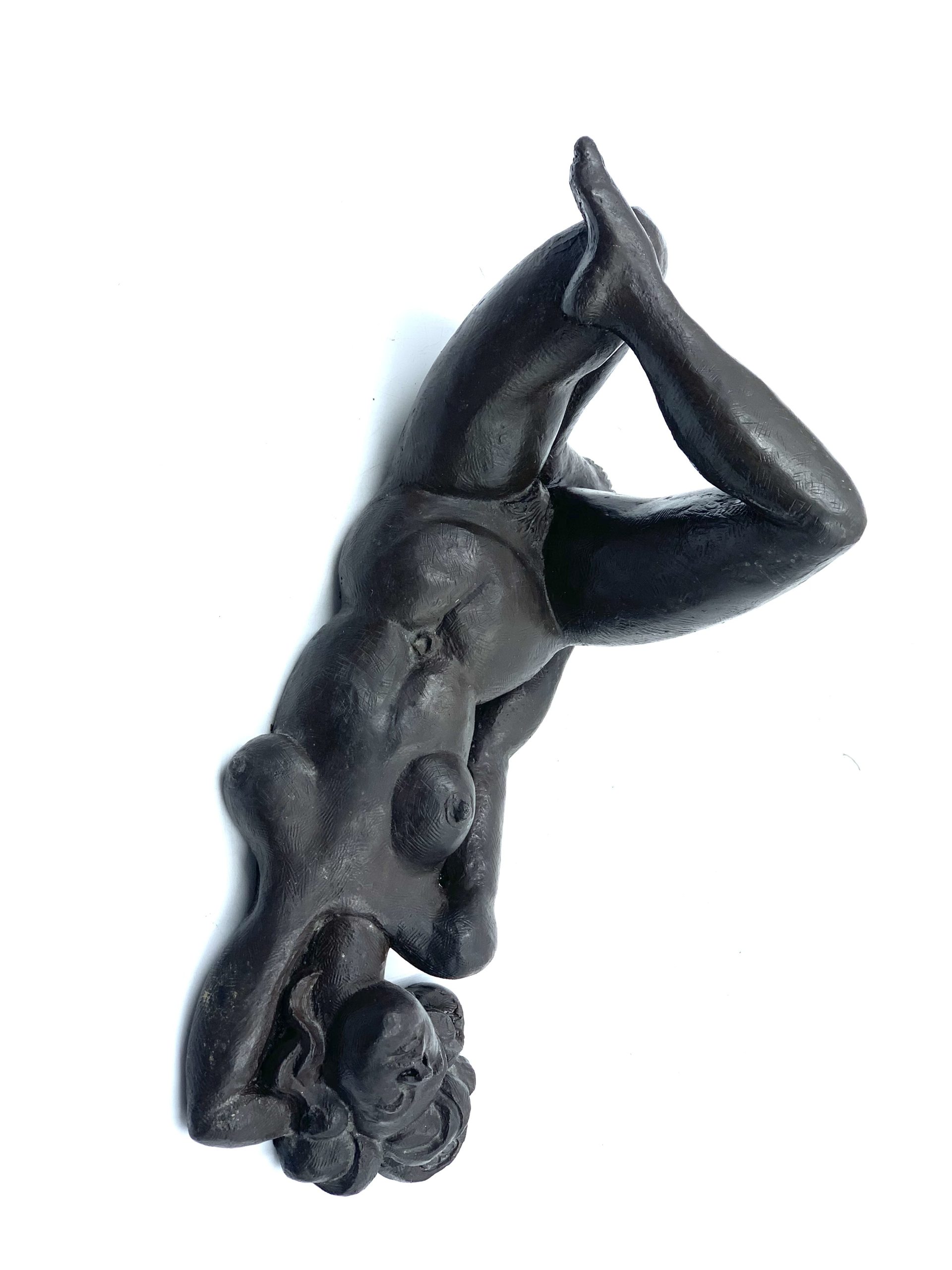 Small Bronze Sculpture of a Nude Lady Lying on her back