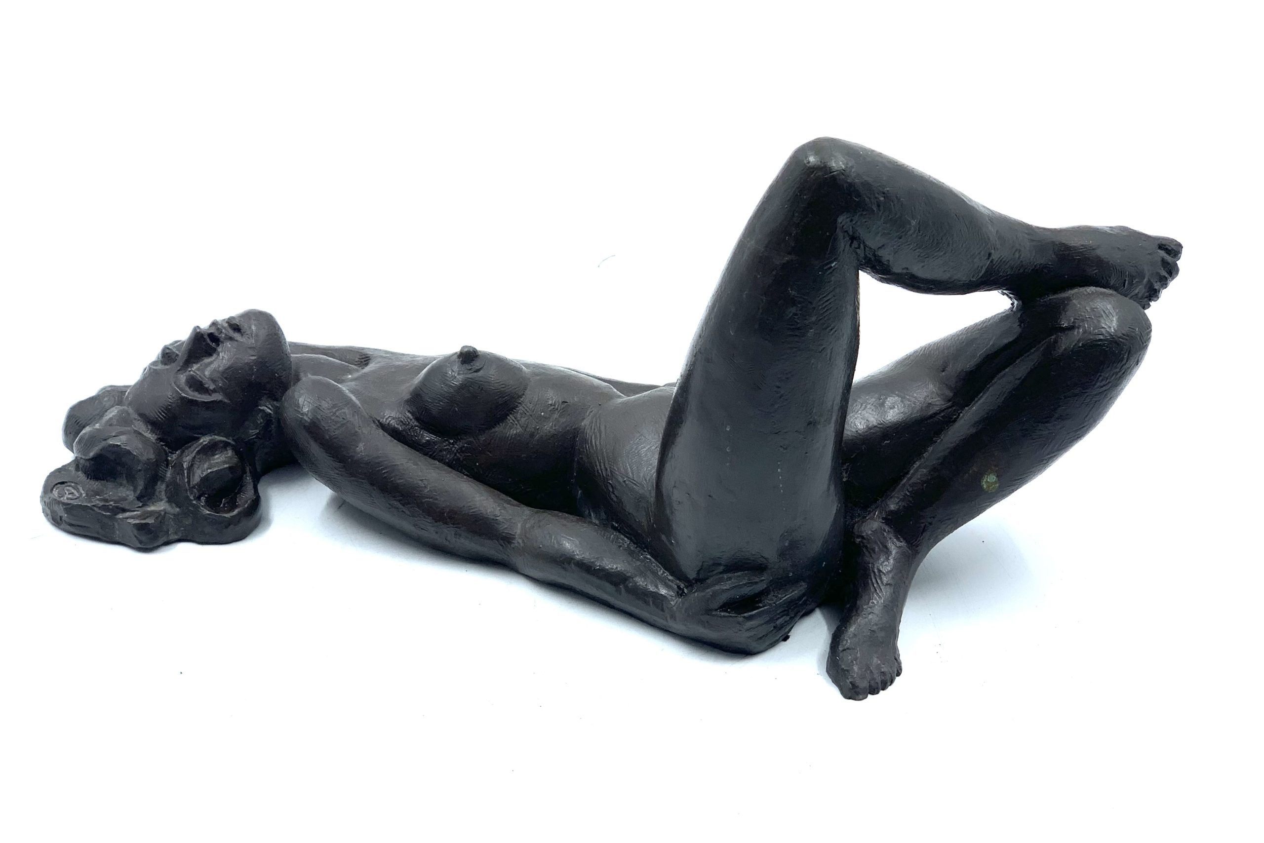 Small Bronze Sculpture of a Nude Lady Lying on her back