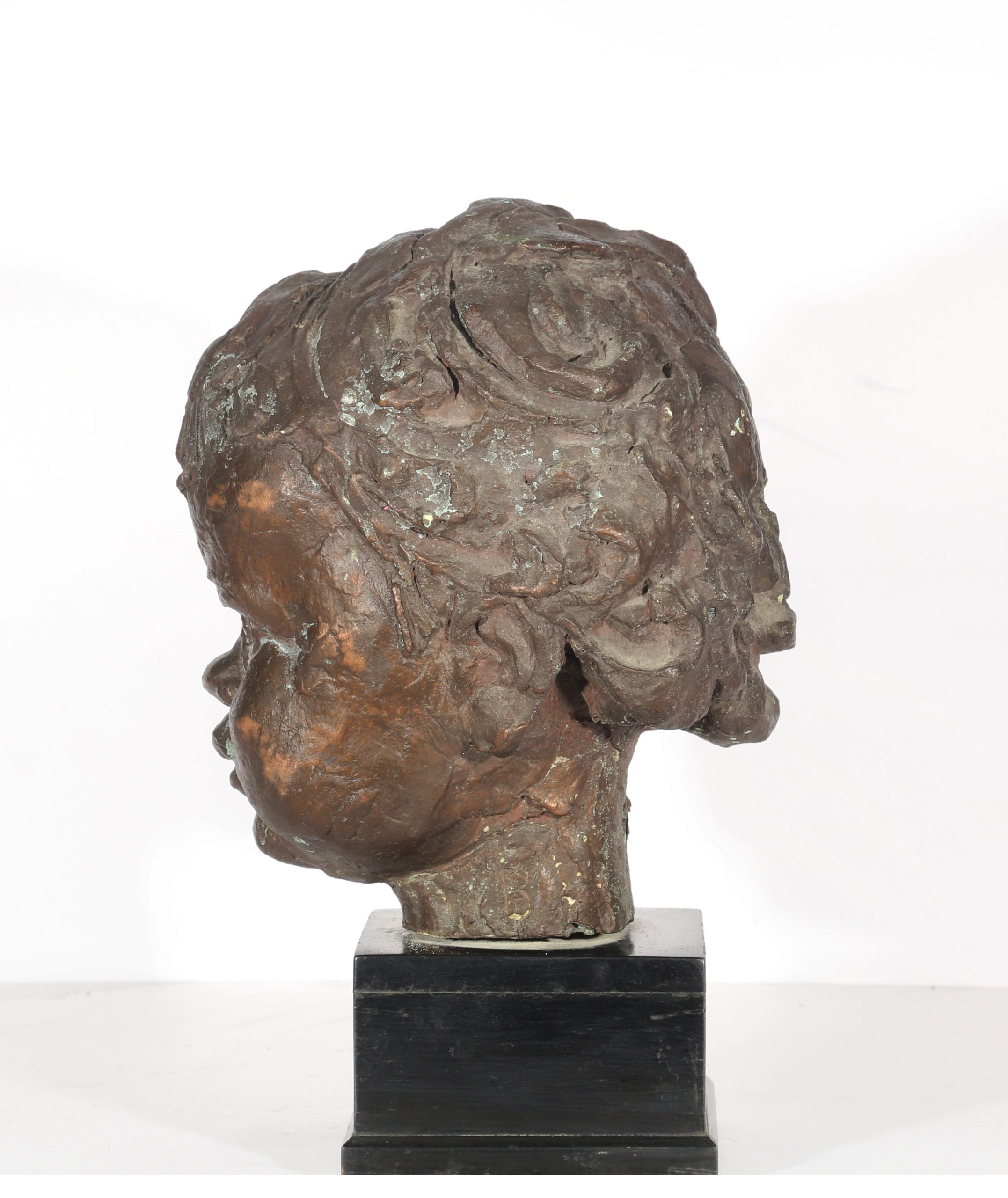 Tabletop Plaster Head Sculpture - Portrait of a Young Child by Franta Belsky (Signed) - Image 3