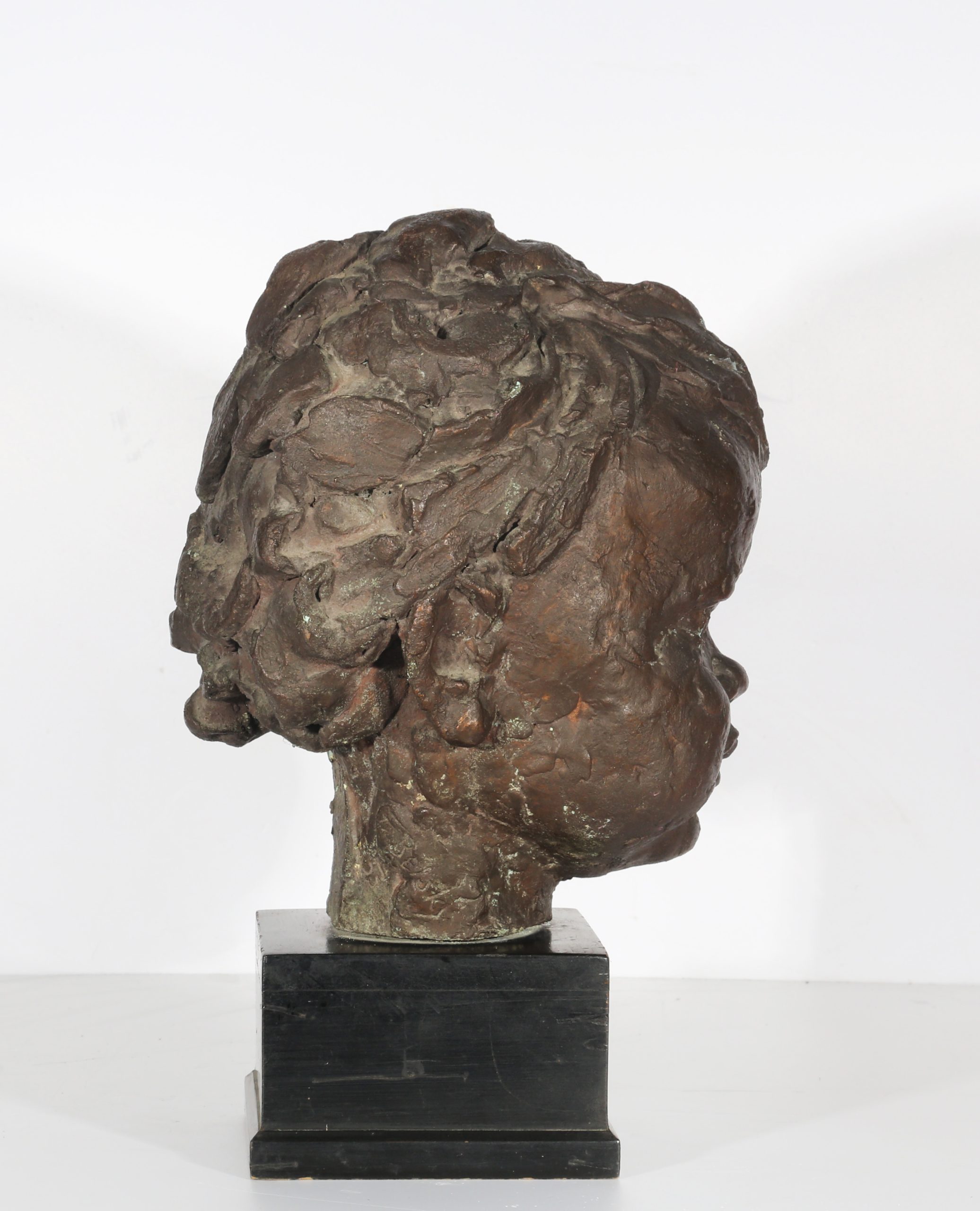 Tabletop Plaster Head Sculpture - Portrait of a Young Child by Franta Belsky (Signed) - Image 2