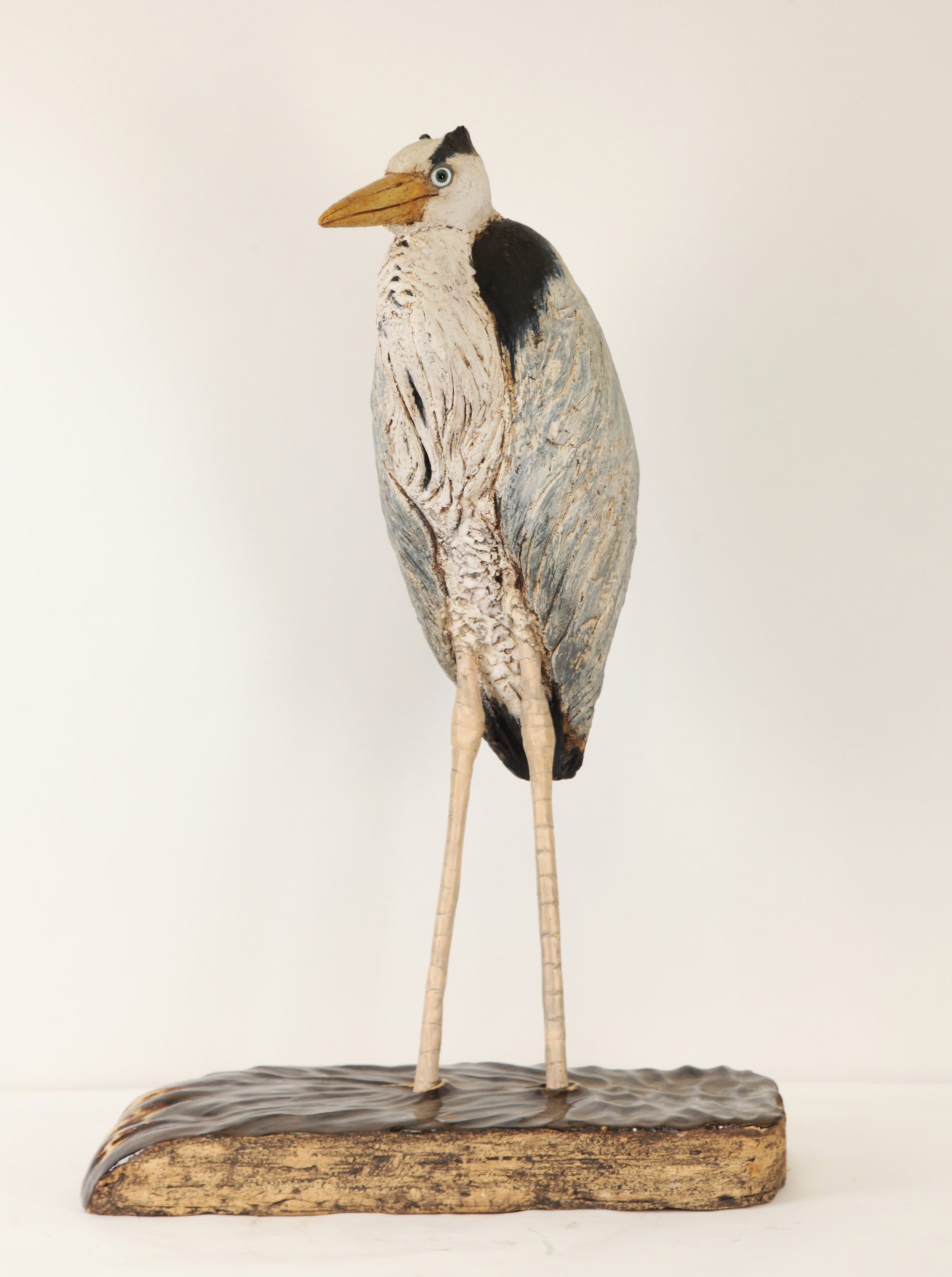 Tabletop Figurative Stoneware Sculpture - Hunched Heron by Gail Dooley - Image 4