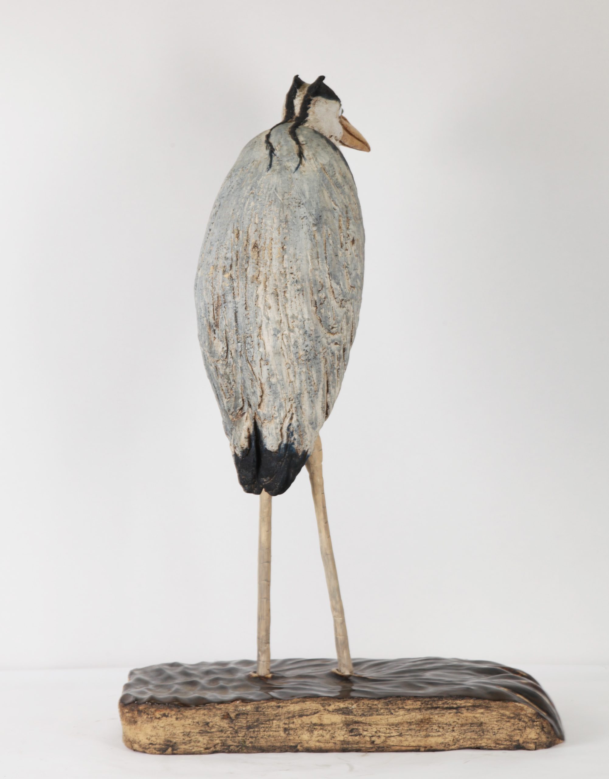 Tabletop Figurative Stoneware Sculpture - Hunched Heron by Gail Dooley - Image 2
