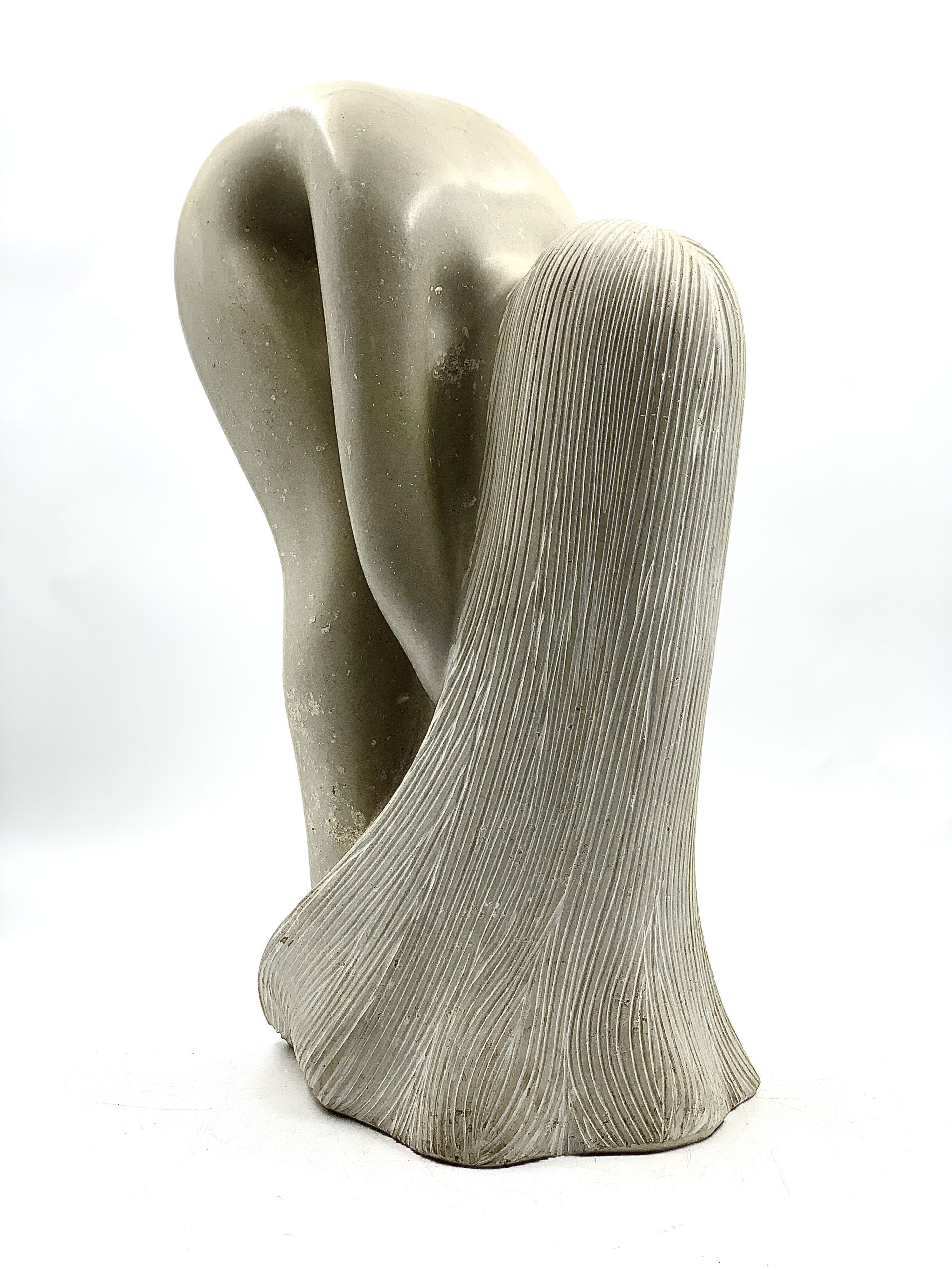 Zimbabwean Shona Sapolite Stone Sculpture of a Woman Washing Her Hair