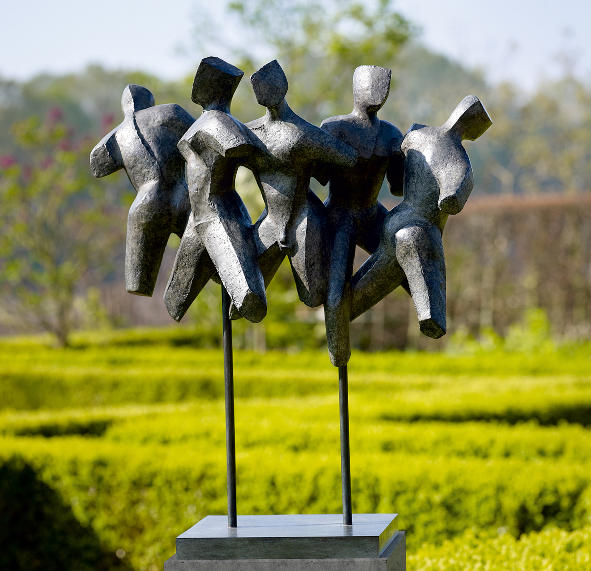 Bronze Figurative Sculpture of Five Abstract Figures