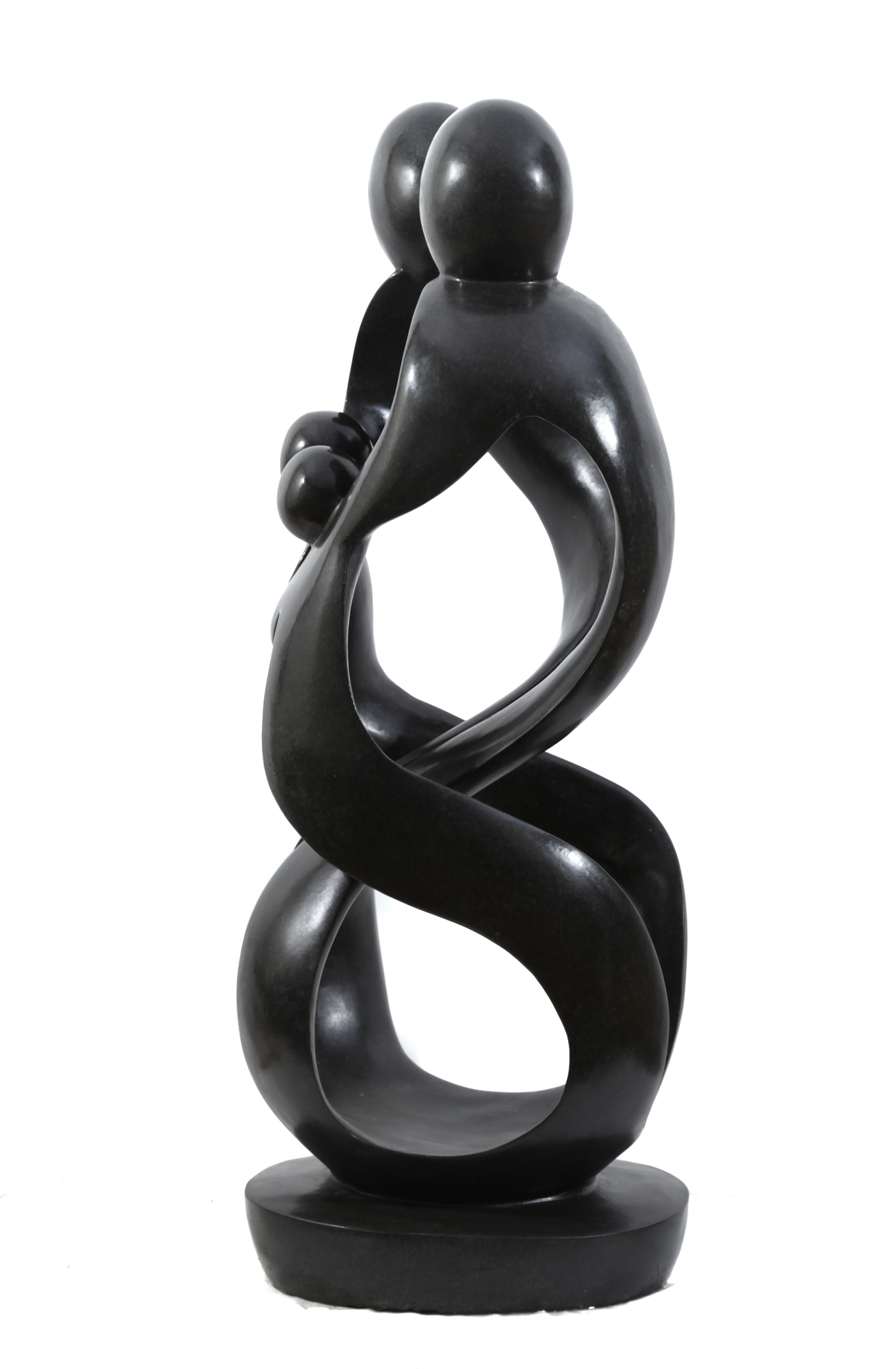 Large Springstone Carved Shona Sculpture of a Family of Four (2 Adults and 2 children)