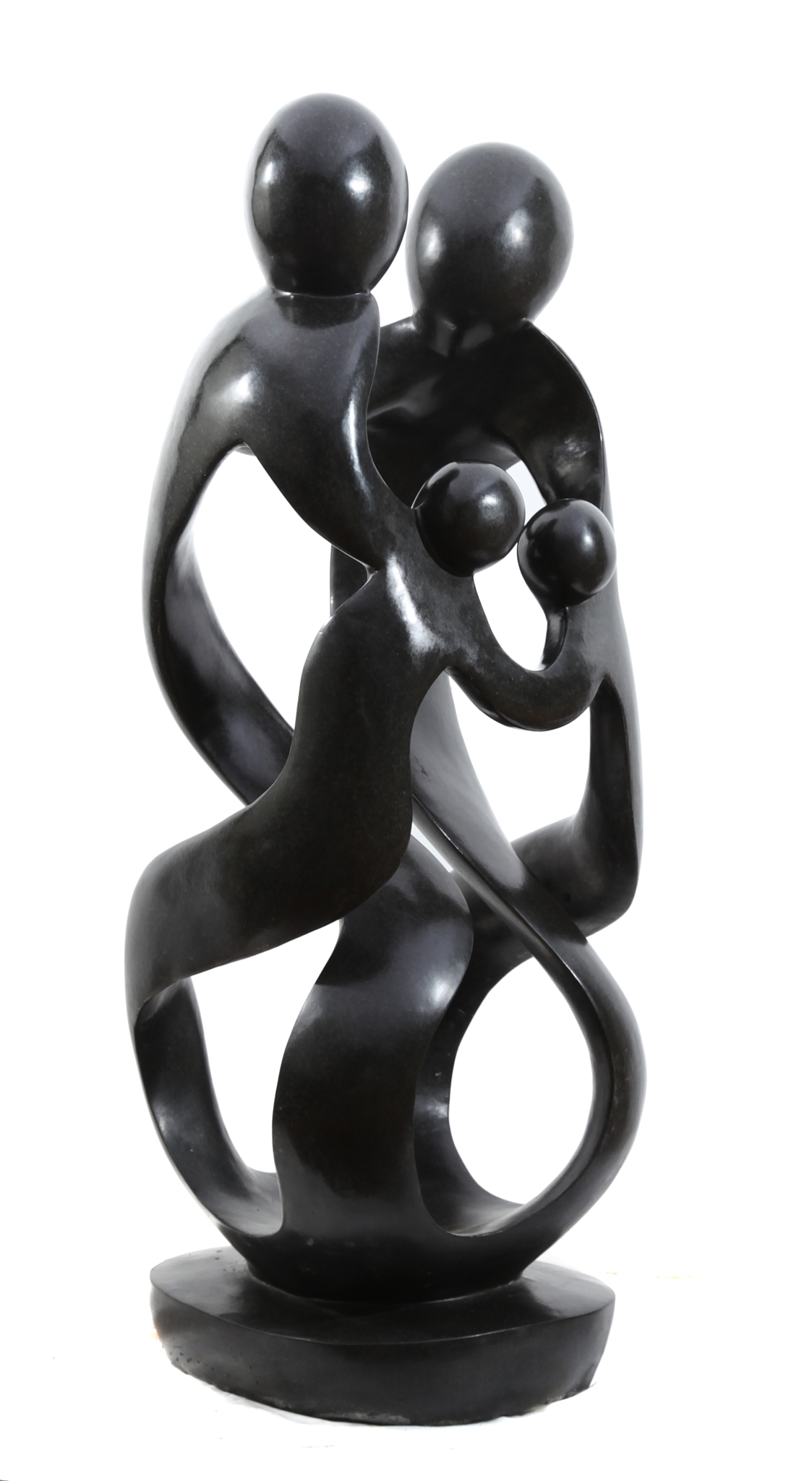 Large Springstone Carved Shona Sculpture of a Family of Four (2 Adults and 2 children)