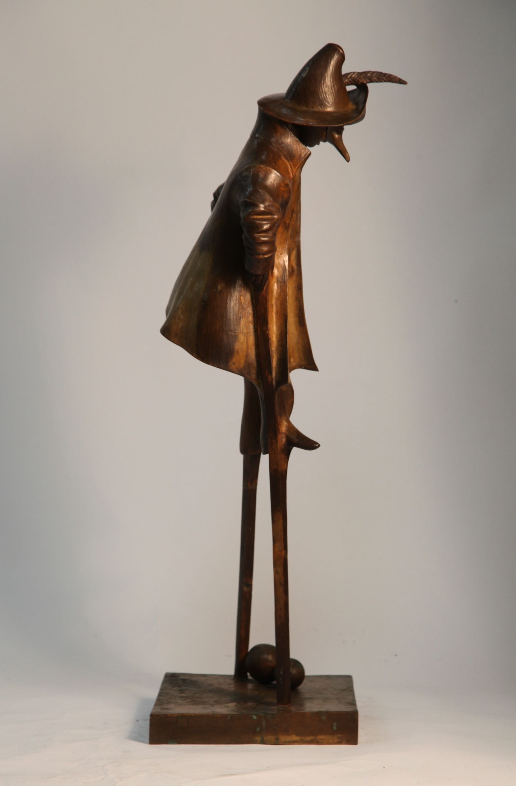 Large Bronze Figurative Sculpture - Harlequin on Stilts by Harry Marinsky - Image 4