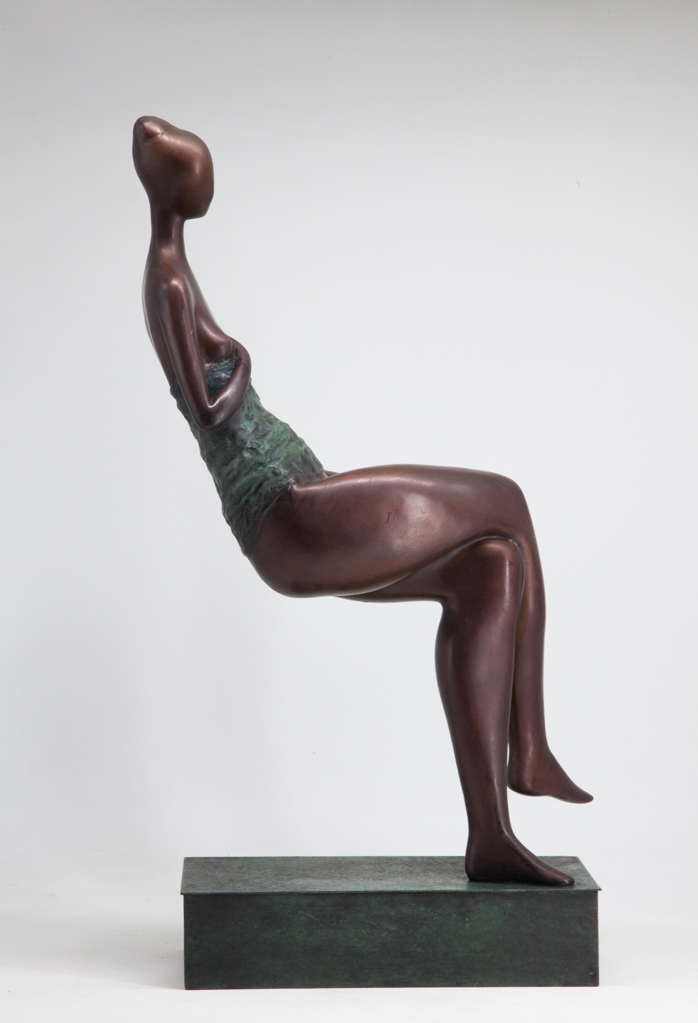 Tabletop Bronze Figurative Sculpture - Sit Back and Relax - Image 3