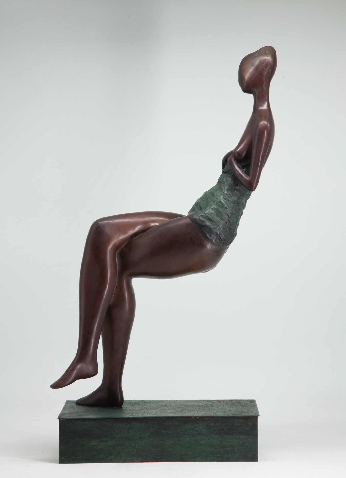 Tabletop Bronze Figurative Sculpture - Sit Back and Relax - Image 4