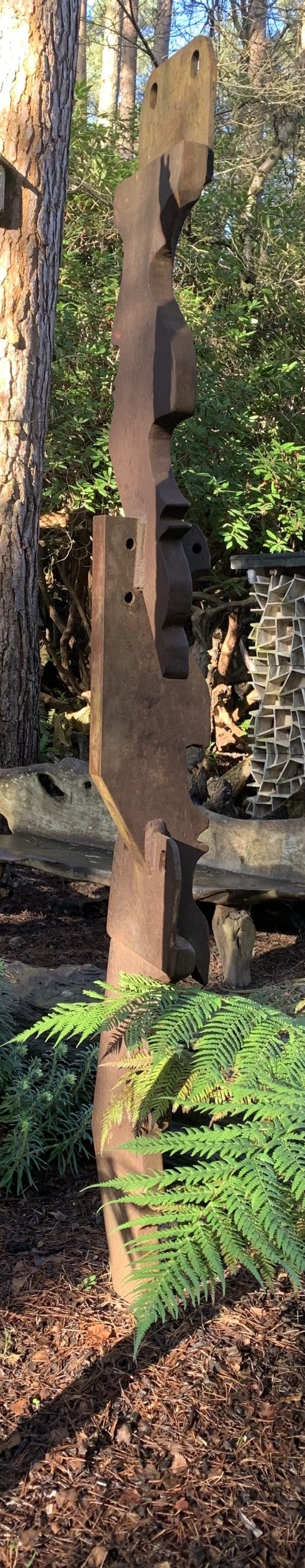 Abstract tall thin mild steel sculpture