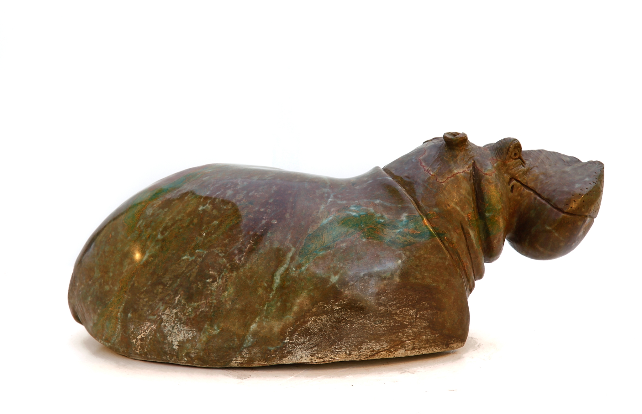 Mantlepiece Mother and Child Hippo Shona Stone Sculpture