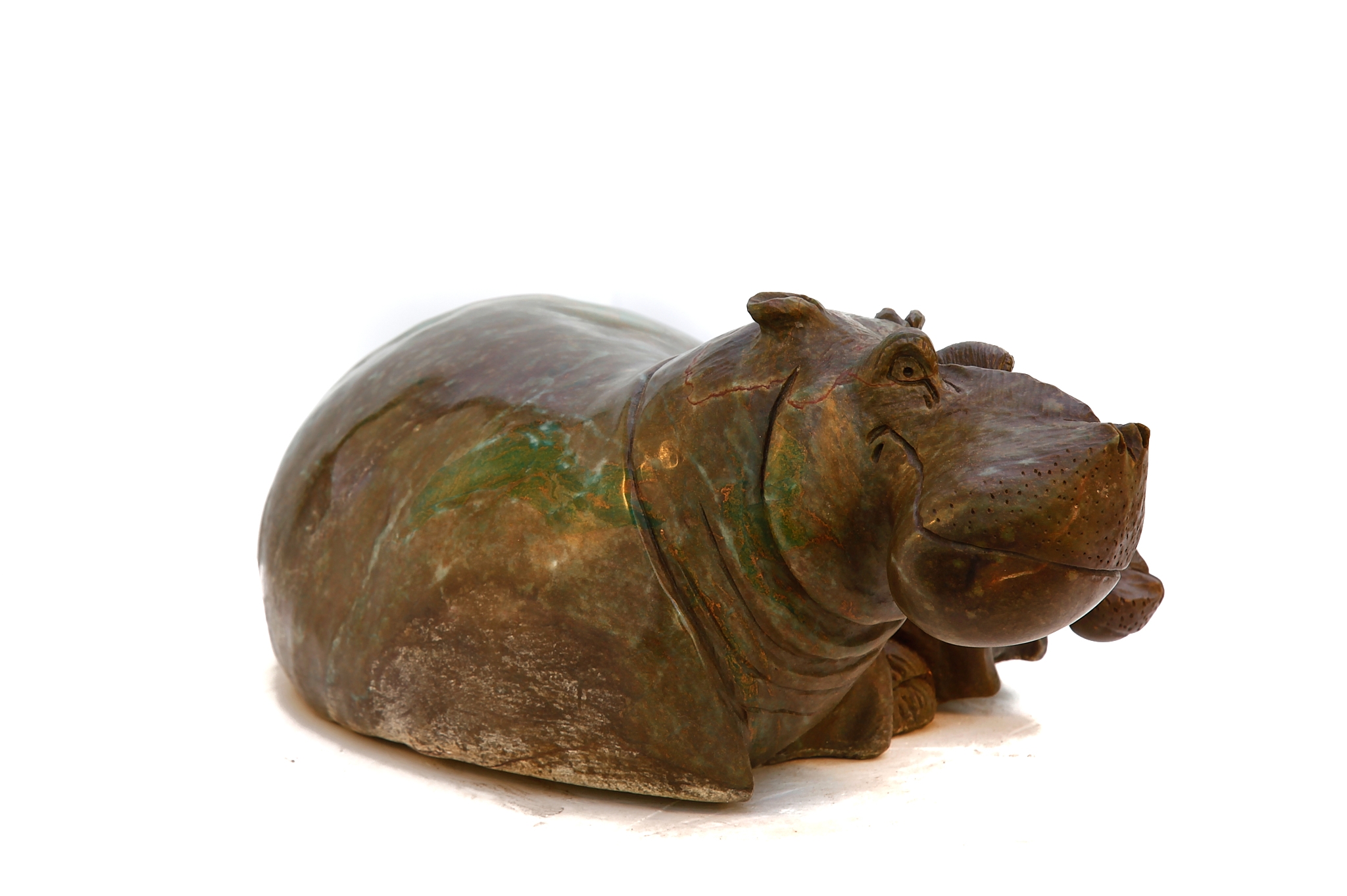Mantlepiece Mother and Child Hippo Shona Stone Sculpture