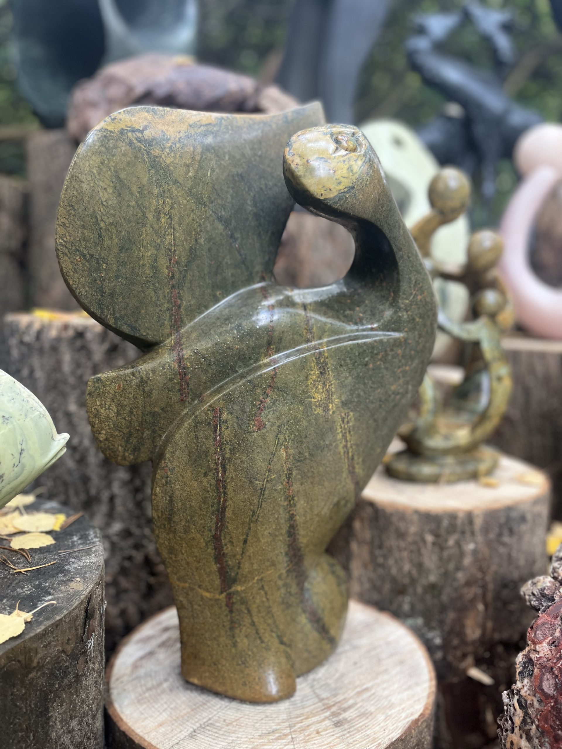 Simplistic Stone Shona Sculpture of a Bird
