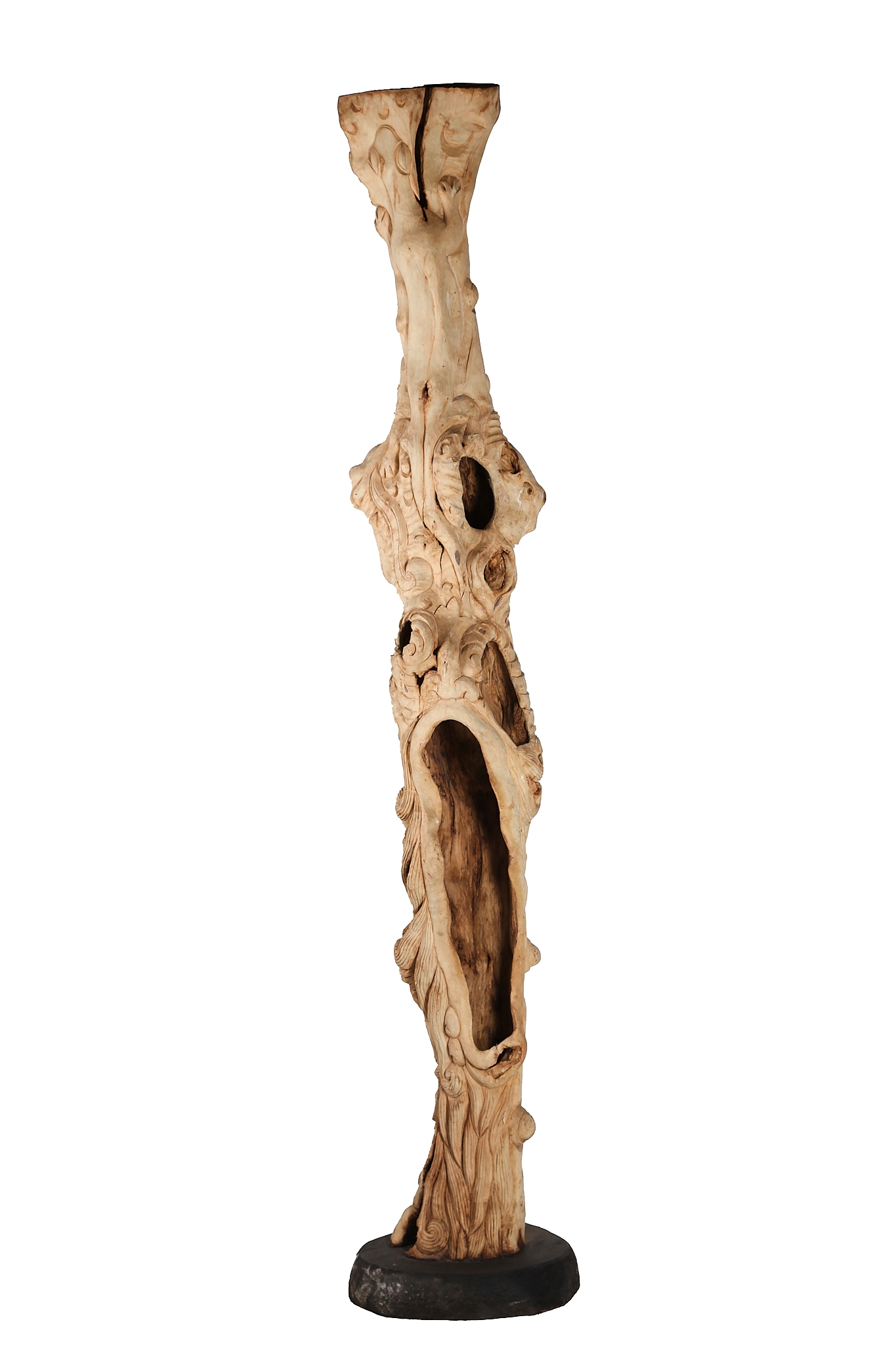 Natural Carved Tree Sculpture for Indoor Setting