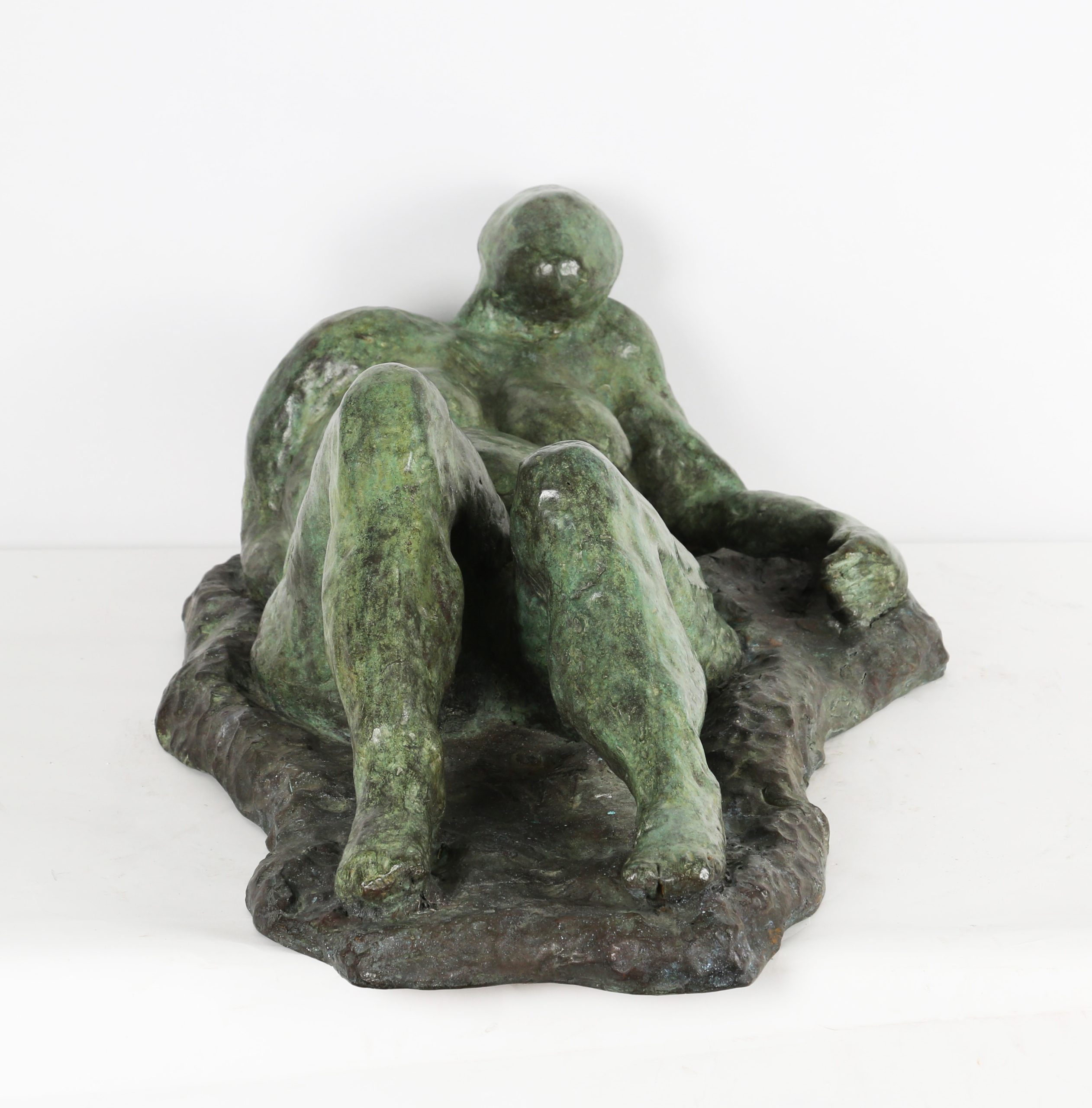 Indoor or Outdoor Bronze Figurative Sculpture of a Nude Pregnant Woman Lying on her back