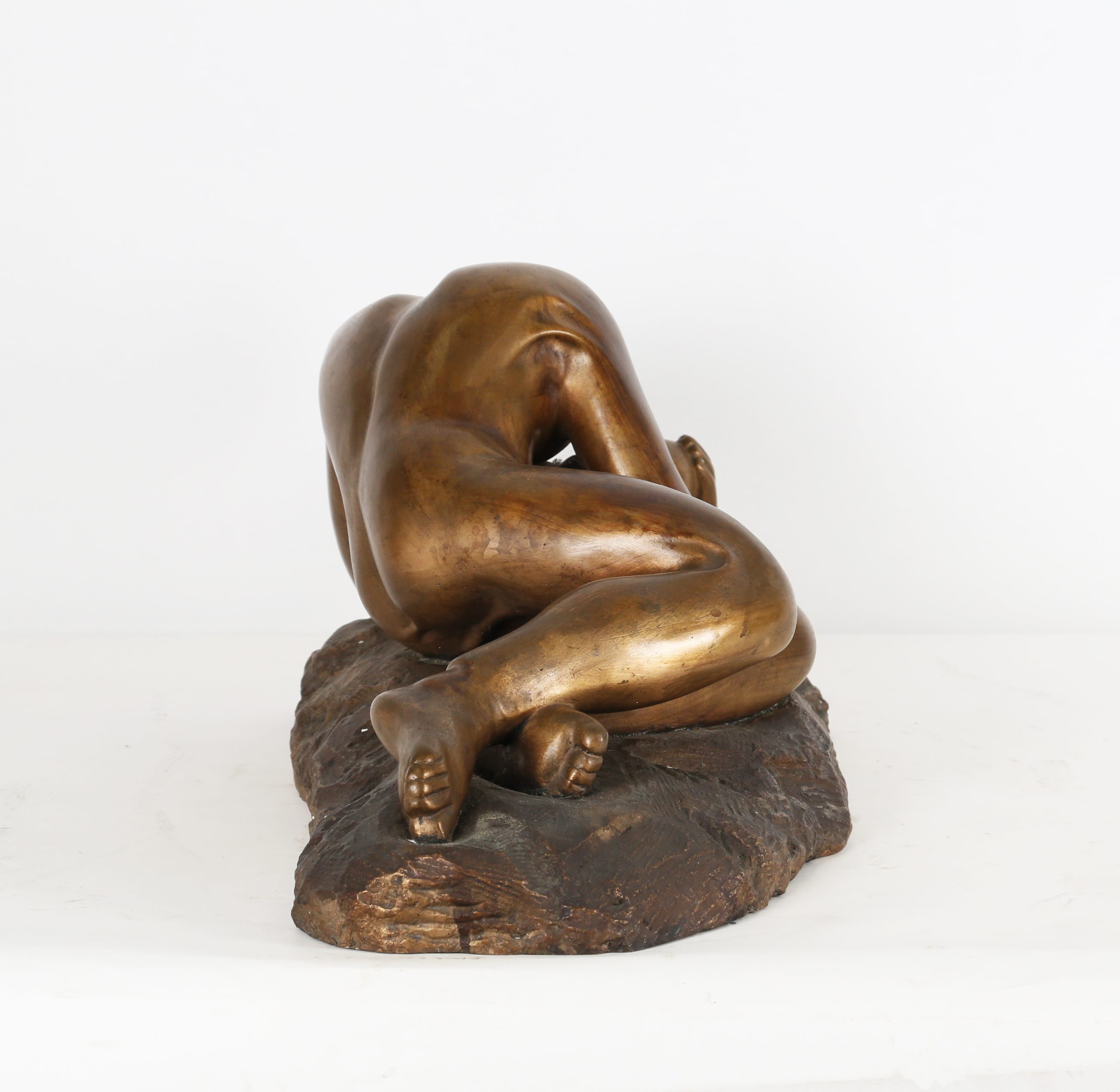 Large Bronze Sculpture of a Mother Cradling her baby and lying down