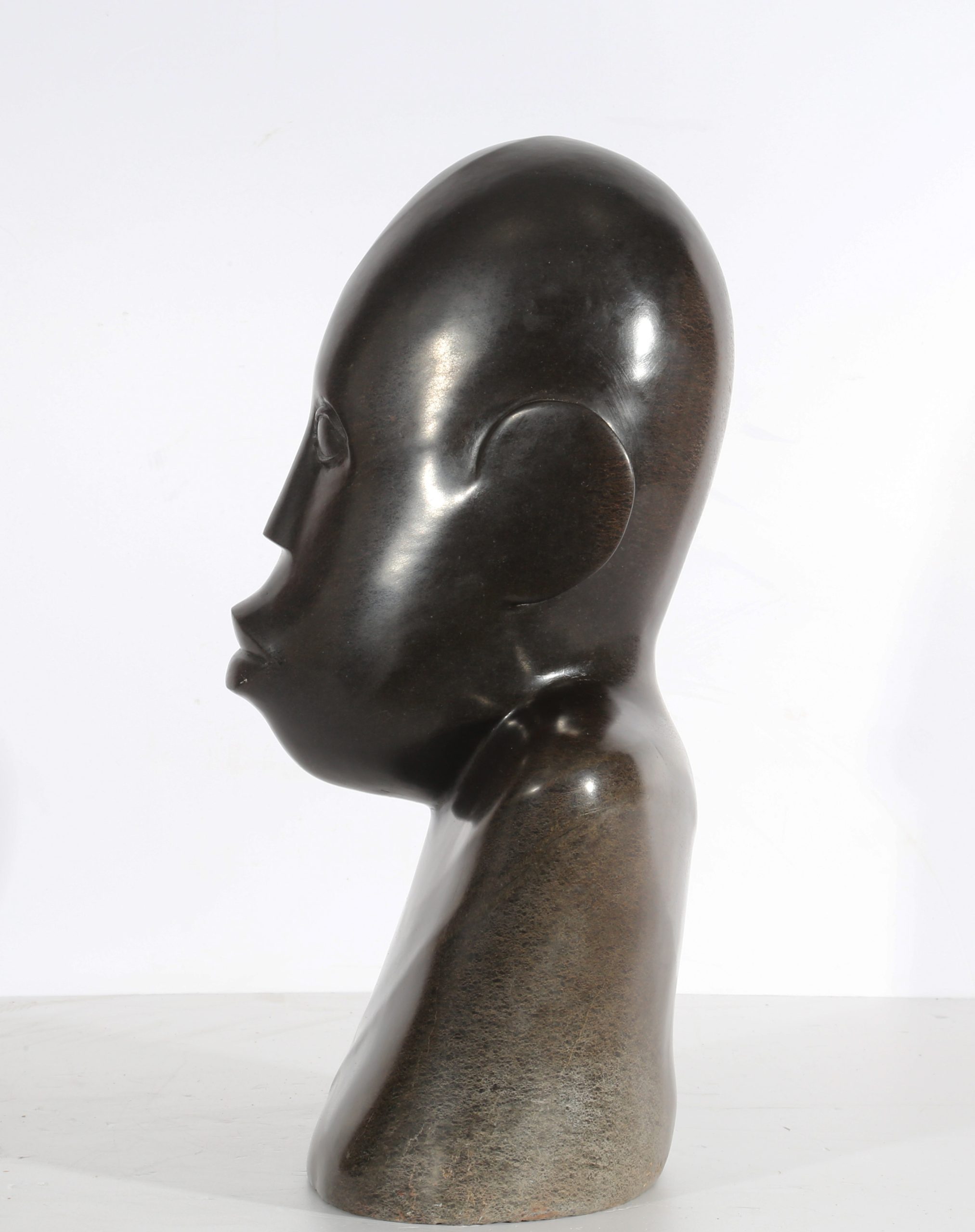 Tabletop Figurative Stone Sculpture - Bust of a Young Man by Sylvester Mubayi (Unique) - Image 4