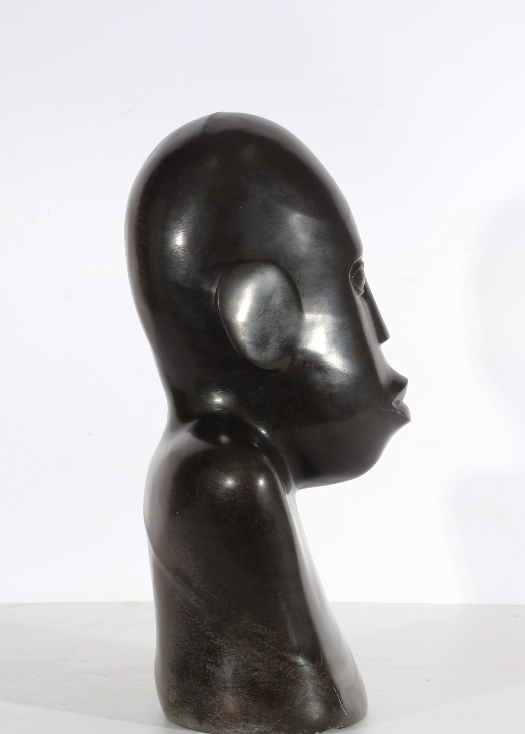 Tabletop Figurative Stone Sculpture - Bust of a Young Man by Sylvester Mubayi (Unique) - Image 3
