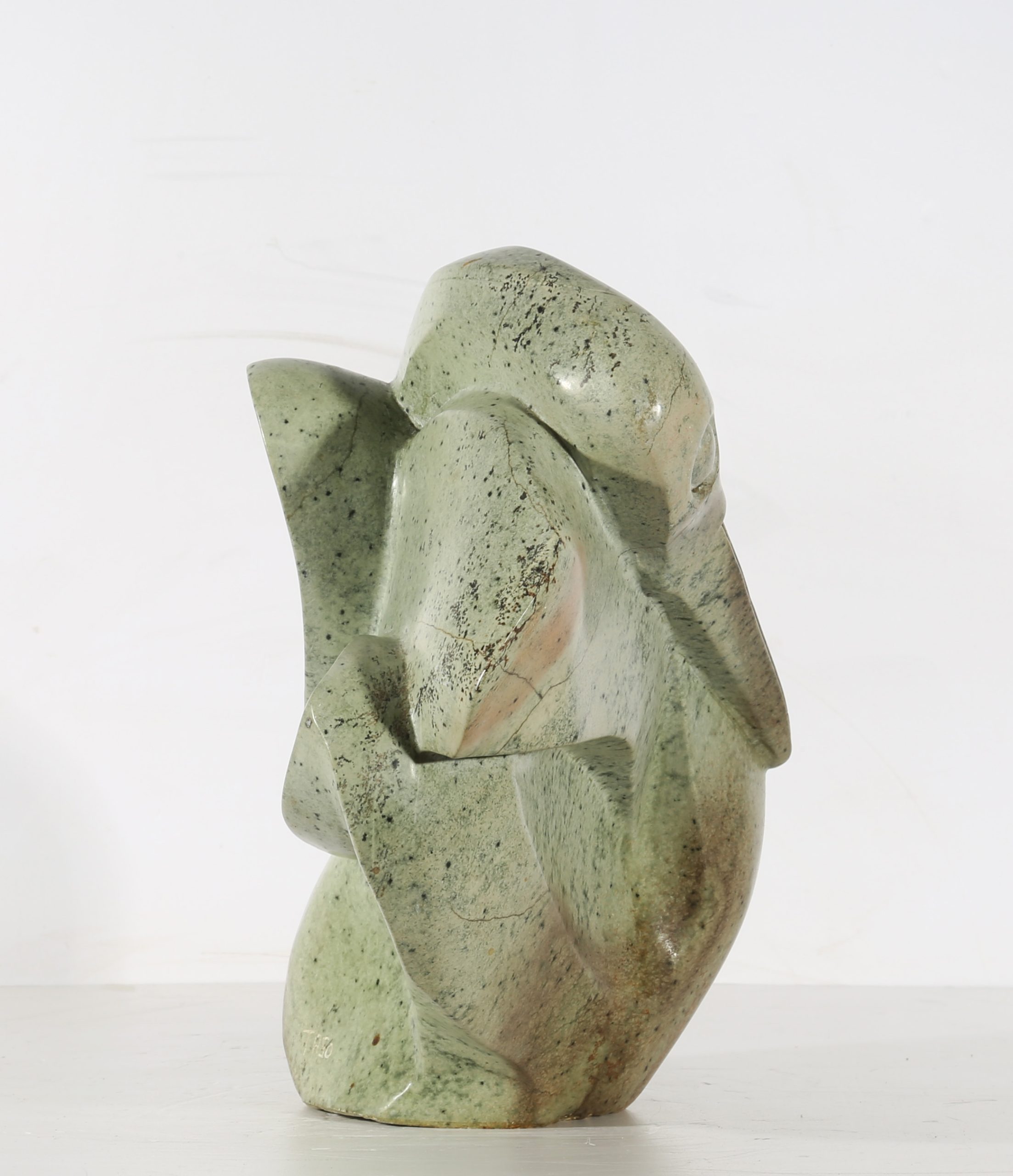 Tabletop Abstract Stone Sculpture - Preening Bird by Tago Tazvitya (Unique) - Image 2